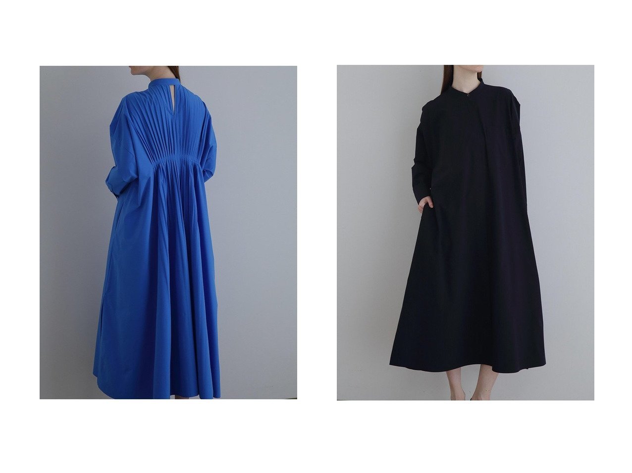 【LE PHIL/ル フィル】の《LE PHIL》SOLOTEX バックプリーツワンピース おすすめ人気トレンドファッション通販アイテム インテリア・キッズ・メンズ・レディースファッション・服の通販 founy(ファニー) 　ファッション　Fashion　レディースファッション　Fashion for Women　ワンピース　Dresses　チュニック　Tunic Tops & Dresses　なめらか　Smooth, Silky Texture　スタンダード　Standard, Basic　スリーブ　Sleeve, Long Sleeve / Short Sleeve　チュニック　Tunic, Long Top　ドレス　Dress, One-Piece　ブロード　Broadcloth, Fine Cotton　プリーツ　Pleats, Pleated　マニッシュ　Mannish, Boyish　ロング　Long, Long-Length　ブルー系　Blue　|ID:crp329100000220468