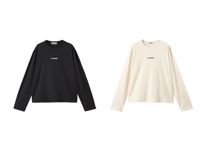 【JIL SANDER/ジル サンダー】の【JIL SANDER+】 ロゴプリント ロングスリーブ Tシャツ おすすめ人気トレンドファッション通販アイテム 人気、トレンドファッション・服の通販 founy(ファニー) ファッション Fashion レディースファッション Fashion for Women トップス・カットソー Cut & Sew Tops シャツ・ブラウス・オフィスカジュアル Elegant Blouses & Button-Ups ロングTシャツ・Tシャツ Longline T-Shirts & Tees カットソー・ベーシックTシャツ Cut-and-Sewn Tops / Stretch Tees & Basics 2025年 2025 2025-2026秋冬・A/W Autumn/Winter 2025–26 AW25–26 なめらか Smooth, Silky Texture シンプル Simple, Minimal スリーブ Sleeve, Long Sleeve / Short Sleeve ファブリック Fabric, Textile プリント Print, Printed Pattern ボトム Bottoms, Lower Wear ロング Long, Long-Length A/W・秋冬 Autumn/Winter |ID:crp329100000220486