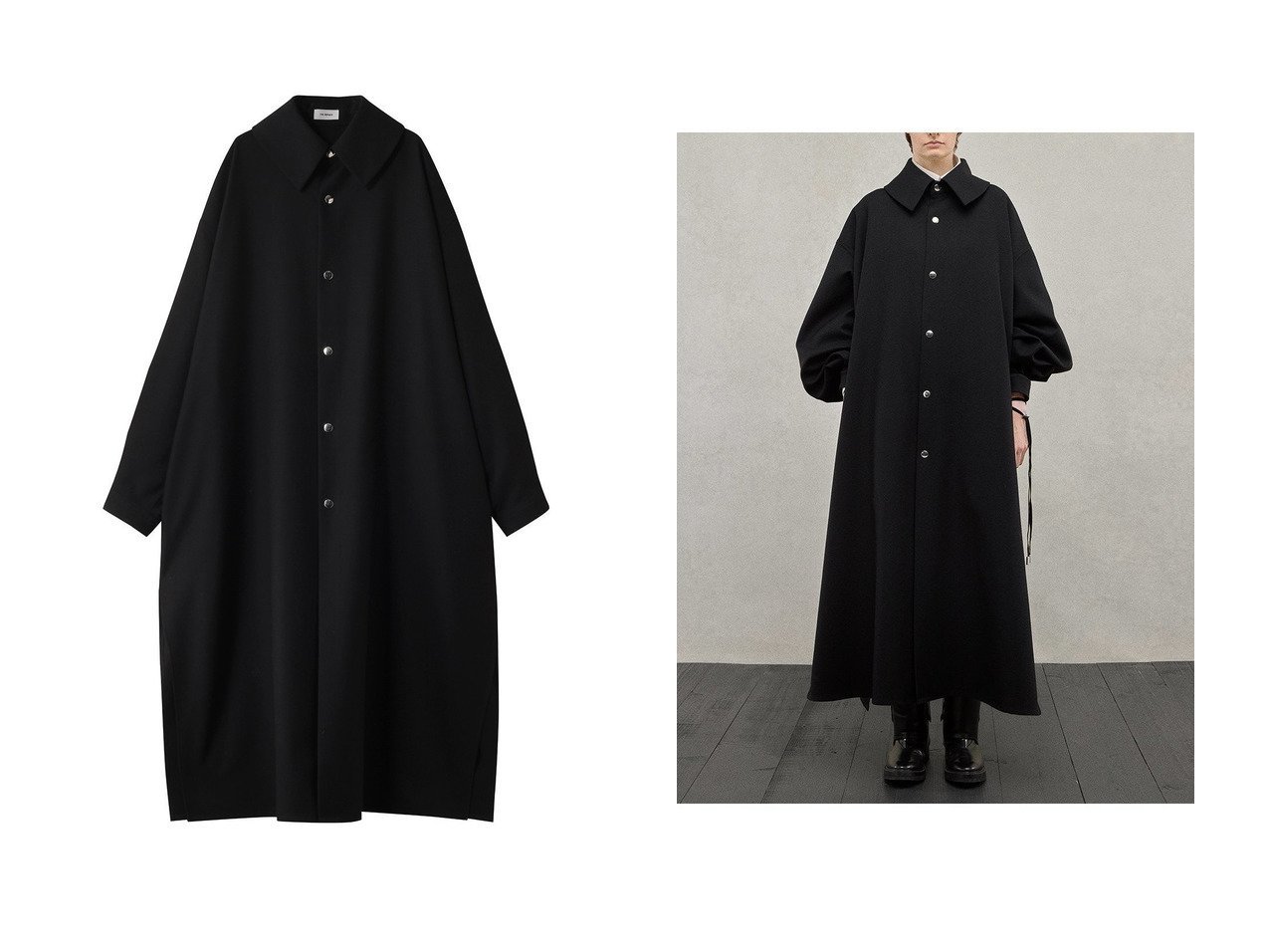 【THE RERACS/ザ リラクス】のバルカラーシャツコート おすすめ人気トレンドファッション通販アイテム インテリア・キッズ・メンズ・レディースファッション・服の通販 founy(ファニー) 　ファッション　Fashion　レディースファッション　Fashion for Women　アウター　Coat / Outerwear Collection　コート・ロングコート・ピーコート　Long Coats, Peacoats & More　2025年　2025　2025-2026秋冬・A/W　Autumn/Winter 2025–26 AW25–26　シルバー　Silver, Metallic Silver　シンプル　Simple, Minimal　ドット　Polka Dot, Dot Pattern　ロング　Long, Long-Length　今季　This Season, Current Season　定番　Standard, Basic Item　A/W・秋冬　Autumn/Winter　ブラック系　Black　|ID:crp329100000220497