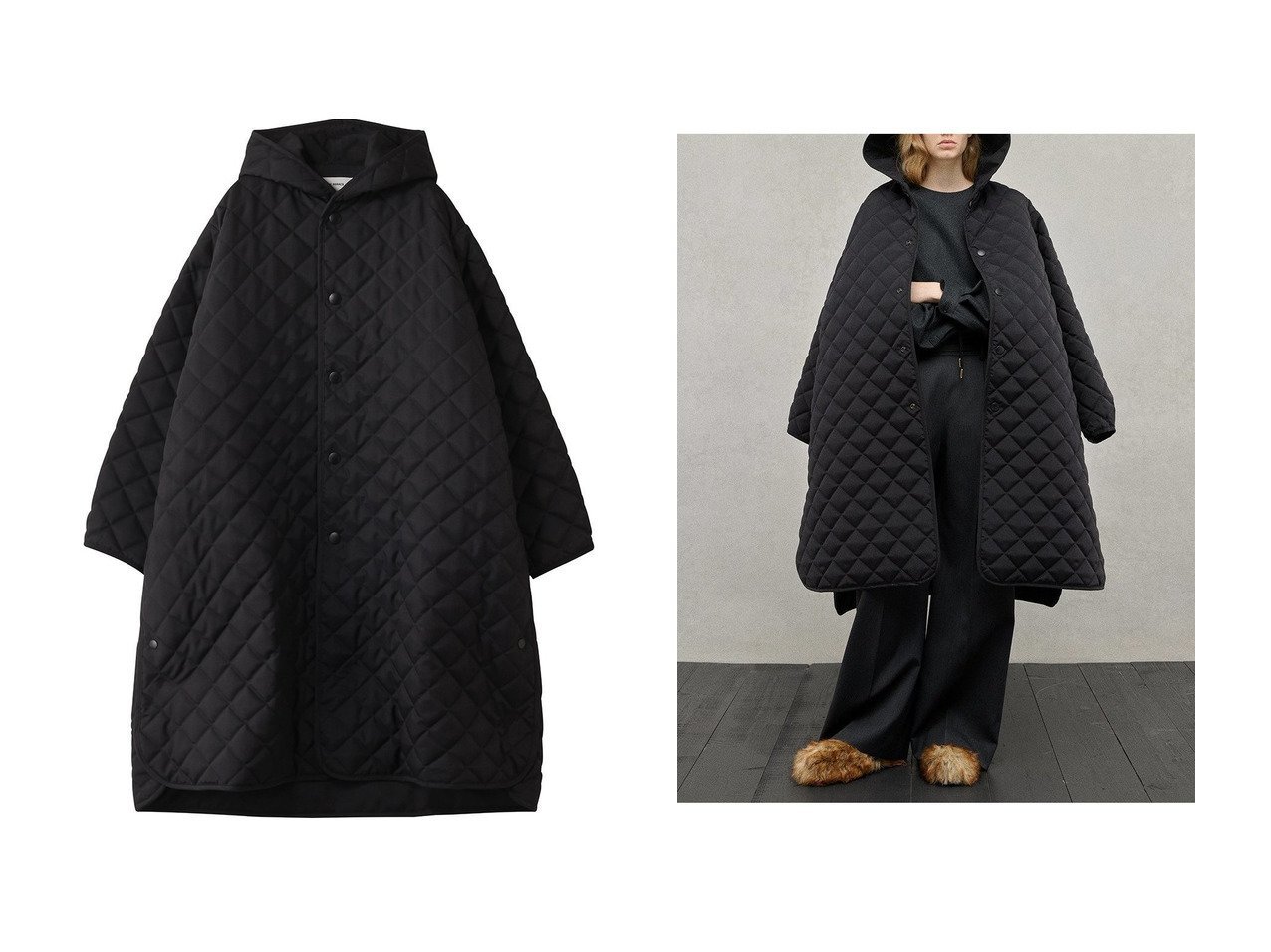 【THE RERACS/ザ リラクス】のフーデッドロングキルティングコート おすすめ人気トレンドファッション通販アイテム インテリア・キッズ・メンズ・レディースファッション・服の通販 founy(ファニー) 　ファッション　Fashion　レディースファッション　Fashion for Women　アウター　Coat / Outerwear Collection　コート・ロングコート・ピーコート　Long Coats, Peacoats & More　2025年　2025　2025-2026秋冬・A/W　Autumn/Winter 2025–26 AW25–26　ロング　Long, Long-Length　定番　Standard, Basic Item　A/W・秋冬　Autumn/Winter　ブラック系　Black　|ID:crp329100000220507