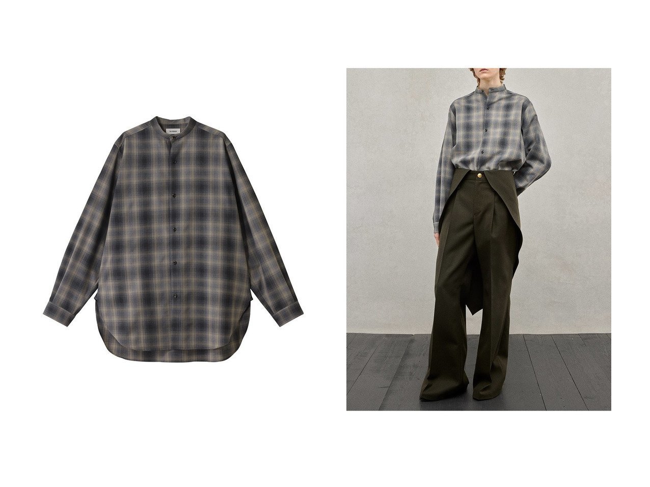 【THE RERACS/ザ リラクス】のバンドカラーチェックシャツ おすすめ人気トレンドファッション通販アイテム インテリア・キッズ・メンズ・レディースファッション・服の通販 founy(ファニー) 　ファッション　Fashion　レディースファッション　Fashion for Women　トップス・カットソー　Cut & Sew Tops　シャツ・ブラウス・オフィスカジュアル　Elegant Blouses & Button-Ups　2025年　2025　2025-2026秋冬・A/W　Autumn/Winter 2025–26 AW25–26　シンプル　Simple, Minimal　ストレート　Straight, Straight Cut　スリーブ　Sleeve, Long Sleeve / Short Sleeve　チェック　Check, Plaid, Tartan　モダン　Modern, Contemporary　ロング　Long, Long-Length　A/W・秋冬　Autumn/Winter　|ID:crp329100000220523