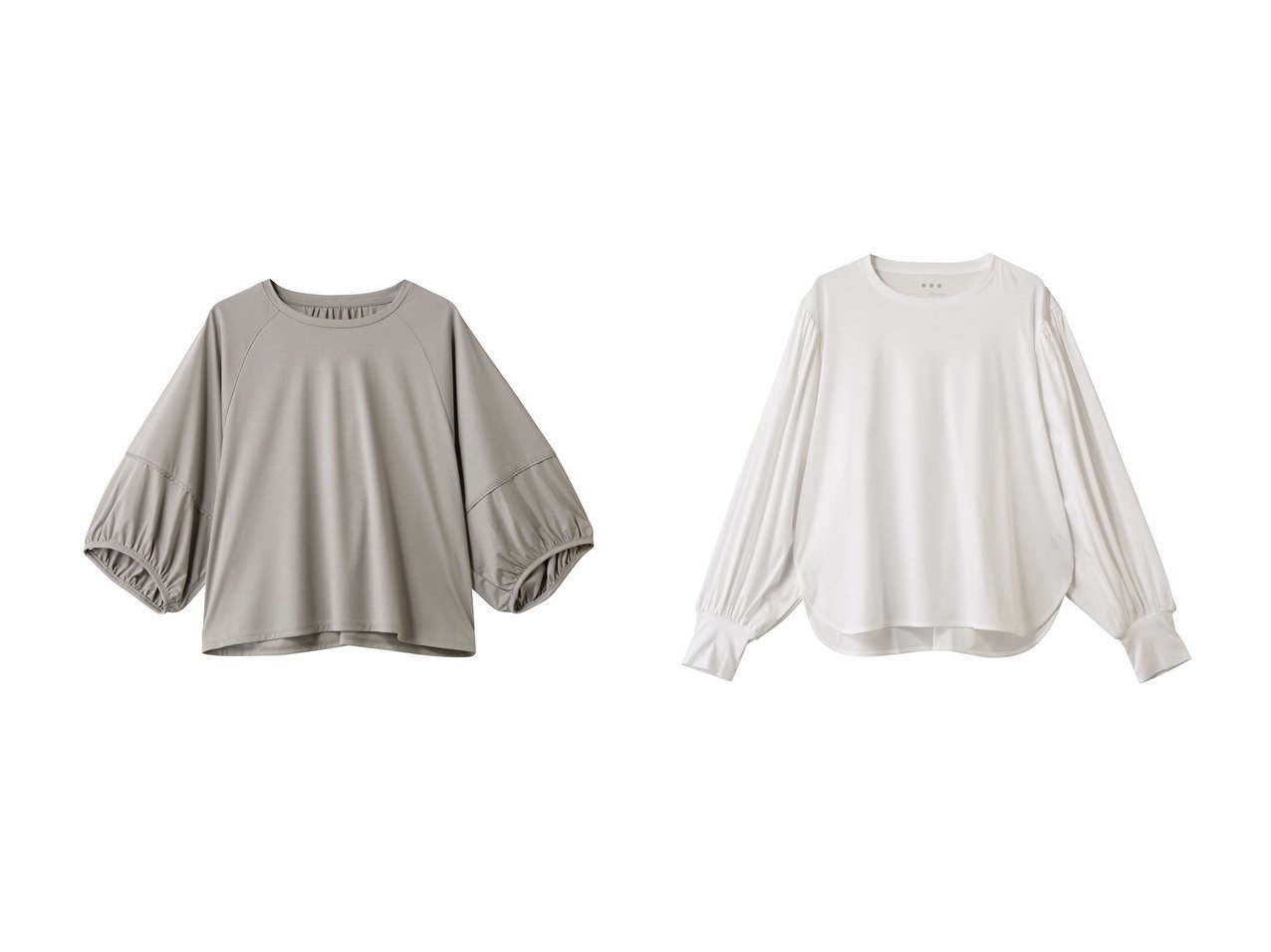 【three dots/スリー ドッツ】のプレミアムシャツ ジャージータックロングスリーブT&プレミアムシャツ ジャージーバルーンスリーブT おすすめ人気トレンドファッション通販アイテム インテリア・キッズ・メンズ・レディースファッション・服の通販 founy(ファニー) 　ファッション　Fashion　レディースファッション　Fashion for Women　トップス・カットソー　Cut & Sew Tops　シャツ・ブラウス・オフィスカジュアル　Elegant Blouses & Button-Ups　ロングTシャツ・Tシャツ　Longline T-Shirts & Tees　カットソー・ベーシックTシャツ　Cut-and-Sewn Tops / Stretch Tees & Basics　なめらか　Smooth, Silky Texture　シンプル　Simple, Minimal　スペシャル　Special, Limited Edition　スリーブ　Sleeve, Long Sleeve / Short Sleeve　バランス　Balance, Style Balance　プレミアム　Premium, High-End　ロング　Long, Long-Length　エレガント 上品　Elegant　新作・新入荷　New Arrivals / New In　ホワイト系　White　グレー系　Gray　ベージュ系　Beige　|ID:crp329100000220589