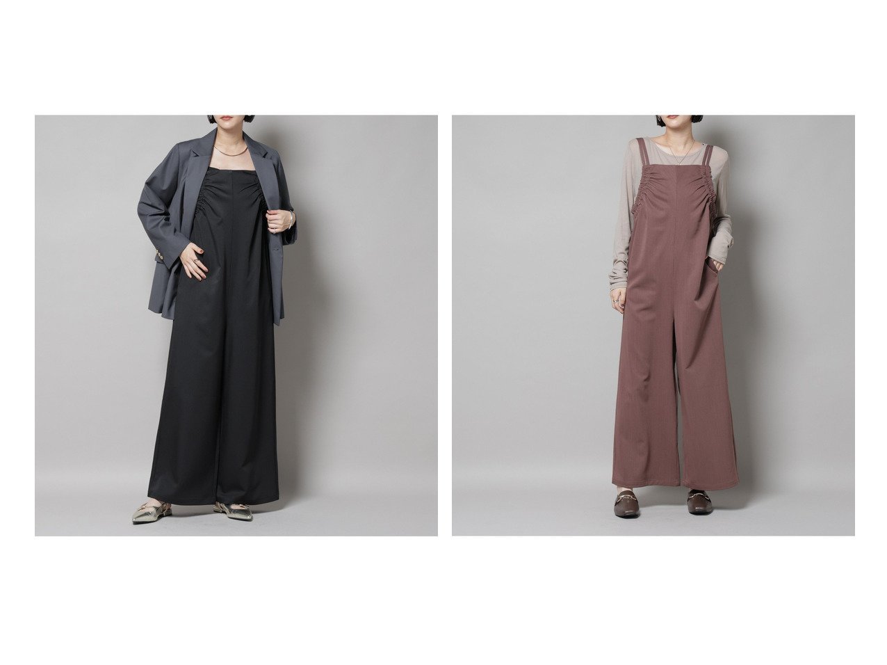 【nano universe/ナノ ユニバース】のギャザーデザインサロペットパンツ おすすめ人気トレンドファッション通販アイテム インテリア・キッズ・メンズ・レディースファッション・服の通販 founy(ファニー) 　ファッション　Fashion　レディースファッション　Fashion for Women　カットソー　Cut and Sewn Top　カーディガン　Cardigan, Knitwear　ギャザー　Gathered, Ruffled　ジャケット　Jacket, Outerwear　タンク　Tank Top, Sleeveless Top　リラックス　Relax, Relaxed Fit　ロング　Long, Long-Length　ワイド　Wide, Wide Fit　A/W・秋冬　Autumn/Winter　おすすめ　Recommended / Our Picks　2025年　2025　2025-2026秋冬・A/W　Autumn/Winter 2025–26 AW25–26　ブラック系　Black　ベージュ系　Beige　|ID:crp329100000220640