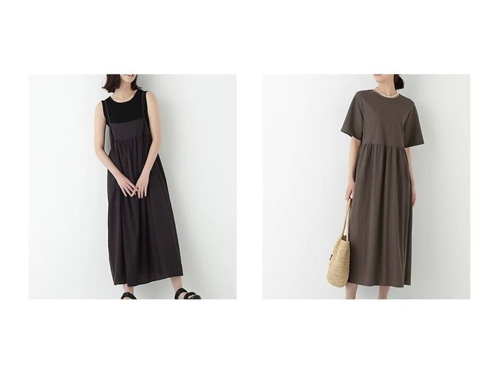 【HUMAN WOMAN/ヒューマンウーマン】のRNスムースギャザーAラインワンピース&ストライプローンキャミソールワンピース おすすめ人気トレンドファッション通販アイテム 人気、トレンドファッション・服の通販 founy(ファニー) 　ファッション　Fashion　レディースファッション　Fashion for Women　ワンピース　Dresses　Aラインワンピース・フレアシルエット　A-Line Dresses / Flared Silhouette Dresses　おすすめ　Recommended / Our Picks　キャップ　Cap, Baseball Cap　キャミソール　Camisole, Spaghetti Strap Top　ギャザー　Gathered, Ruffled　スタンダード　Standard, Basic　ストライプ　Stripe, Striped Pattern　タンク　Tank Top, Sleeveless Top　羽織　Haori, Light Jacket　アクセサリー　Fashion Accessories　カーディガン　Cardigan, Knitwear　ストレッチ　Stretch, Stretchy Fabric　エレガント 上品　Elegant　夏　Summer　|ID:crp329100000220667
