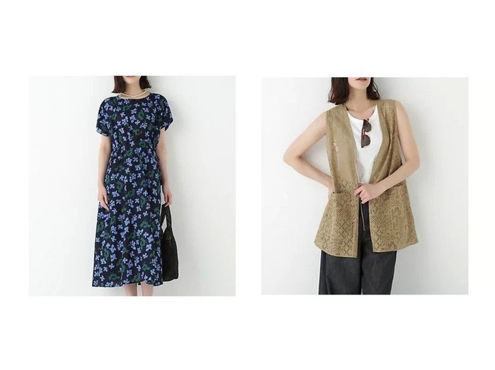 【HUMAN WOMAN/ヒューマンウーマン】のインドドビーリーフプリントフレンチドルマンスリーブワンピース&ジオメトリックレースジレ おすすめ人気トレンドファッション通販アイテム 人気、トレンドファッション・服の通販 founy(ファニー) 　ファッション　Fashion　レディースファッション　Fashion for Women　ワンピース　Dresses　アウター　Coat / Outerwear Collection　トップス・カットソー　Cut & Sew Tops　ベスト&ジレ / 重ね着スタイル　Vests & Gilets　おすすめ　Recommended / Our Picks　インド　Indian Textile　サンダル　Sandals, Summer Shoes　スタンダード　Standard, Basic　タッセル　Tassel, Fringe　フレンチ　French, French Style　ブラウジング　Blouson Silhouette, Cinched Waist　リゾート　Resort, Vacation Style　リーフ　Leaf, Botanical Leaf　夏　Summer　|ID:crp329100000220668