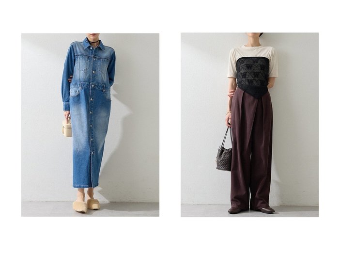 【Whim Gazette/ウィムガゼット】のストレッチデニムワンピース&ラップデニムパンツ おすすめ人気トレンドファッション通販アイテム 人気、トレンドファッション・服の通販 founy(ファニー) ファッション Fashion レディースファッション Fashion for Women ワンピース Dresses チュニック Tunic Tops & Dresses パンツ Pants & Trousers デニムパンツ・ジーンズ・美脚デニム Denim Jeans & Pants スタイリッシュ Stylish, Fashionable ストレッチ Stretch, Stretchy Fabric スリット Slit, Slit Detail チュニック Tunic, Long Top デニム Denim, Jeans Material フロント Front, Front Design ロング Long, Long-Length A/W・秋冬 Autumn/Winter 2025年 2025 2025-2026秋冬・A/W Autumn/Winter 2025–26 AW25–26 |ID:crp329100000220745