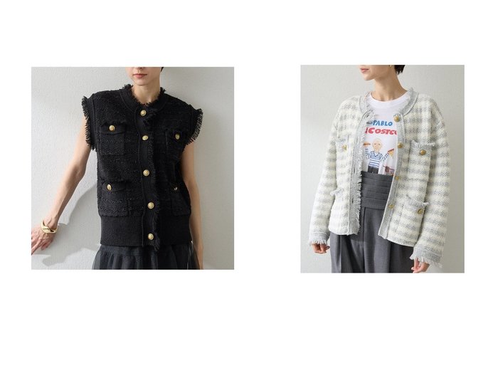 【Whim Gazette/ウィムガゼット】のツィードニットジャケット&ツィードニットジレ おすすめ人気トレンドファッション通販アイテム 人気、トレンドファッション・服の通販 founy(ファニー) ファッション Fashion レディースファッション Fashion for Women アウター Coat / Outerwear Collection レディースジャケット・軽アウター Jackets 2025年 2025 2025-2026秋冬・A/W Autumn/Winter 2025–26 AW25–26 クラシカル Classical, Vintage-Inspired クラシック Classic, Timeless Style ジャケット Jacket, Outerwear ツイード Twill, Twill Weave ベスト Vest, Waistcoat ミックス Mix, Mixed Style モダン Modern, Contemporary ラグジュアリー Luxury, Elegant A/W・秋冬 Autumn/Winter |ID:crp329100000220746