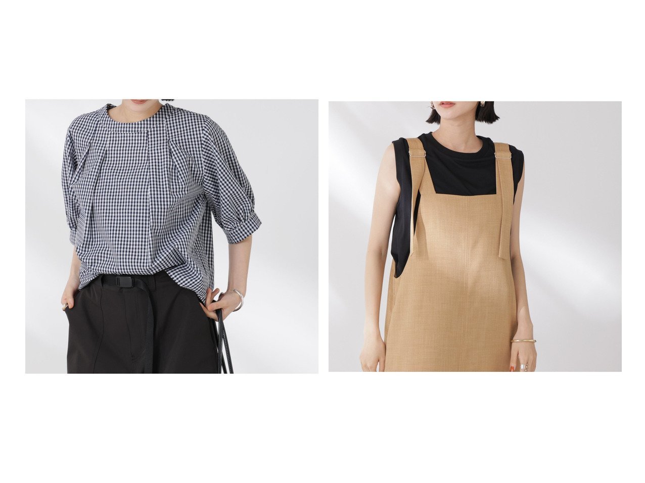 【nano universe/ナノ ユニバース】のボリュームスリーブタックブラウス&吸水速乾抗菌防臭ノースリーブトップス おすすめ人気トレンドファッション通販アイテム インテリア・キッズ・メンズ・レディースファッション・服の通販 founy(ファニー) 　ファッション　Fashion　レディースファッション　Fashion for Women　トップス・カットソー　Cut & Sew Tops　シャツ・ブラウス・オフィスカジュアル　Elegant Blouses & Button-Ups　ボリューム袖・フリルスリーブブラウス　Voluminous & Ruffle Sleeves / Puffy Sleeve Tops　キャミソール&ノースリーブ　Camisoles & Sleeveless Tops　ギンガム　Gingham, Gingham Fabric　シンプル　Simple, Minimal　ストライプ　Stripe, Striped Pattern　スリーブ　Sleeve, Long Sleeve / Short Sleeve　チェック　Check, Plaid, Tartan　なめらか　Smooth, Silky Texture　パターン　Pattern, Design Print　ボトム　Bottoms, Lower Wear　ワイド　Wide, Wide Fit　エレガント 上品　Elegant　2025年　2025　2025春夏・S/S　Spring/Summer 2025 SS25　グレー系　Gray　ブラック系　Black　ホワイト系　White　|ID:crp329100000220782
