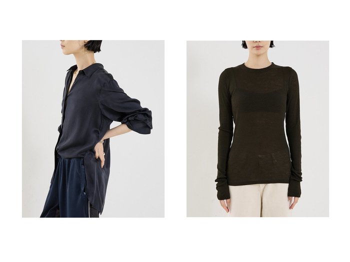 【THE STORE by C/ザ ストア バイ シー】の【COCUCA】ウールシフォンリブプルオーバー&【COCUCA】ウォッシャブルシルクシャツ おすすめ人気トレンドファッション通販アイテム 人気、トレンドファッション・服の通販 founy(ファニー) 　ファッション　Fashion　レディースファッション　Fashion for Women　トップス・カットソー　Cut & Sew Tops　シャツ・ブラウス・オフィスカジュアル　Elegant Blouses & Button-Ups　ロングTシャツ・Tシャツ　Longline T-Shirts & Tees　カジュアルプルオーバー・ニットトップス　Pullovers & Knit Tops / Casual Pullovers　カットソー・ベーシックTシャツ　Cut-and-Sewn Tops / Stretch Tees & Basics　2025年　2025　2025-2026秋冬・A/W　Autumn/Winter 2025–26 AW25–26　おすすめ　Recommended / Our Picks　なめらか　Smooth, Silky Texture　エレガント 上品　Elegant　オケージョン　Occasion Wear　サテン　Satin, Glossy Fabric　シルク　Silk, 100% Silk　シンプル　Simple, Minimal　ジュエリー　Jewelry, Accessories　スリーブ　Sleeve, Long Sleeve / Short Sleeve　セットアップ　Set-Up, Coordinated Outfit　ドレープ　Drape, Draping Fabric　パウダー　Powder, Soft Tone　ロング　Long, Long-Length　別注　Limited Edition, Custom Order　A/W・秋冬　Autumn/Winter　|ID:crp329100000220803
