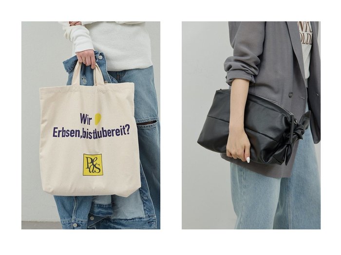 【GALLARDAGALANTE/ガリャルダガランテ】の【2.718】Knot 2WAYバッグ&【PEAS】ショッピングバッグ おすすめ人気トレンドファッション通販アイテム 人気、トレンドファッション・服の通販 founy(ファニー) 　ファッション　Fashion　レディースファッション　Fashion for Women　バッグ　Bags　2025年　2025　2025-2026秋冬・A/W　Autumn/Winter 2025–26 AW25–26　デニム　Denim, Jeans Material　プリント　Print, Printed Pattern　A/W・秋冬　Autumn/Winter　|ID:crp329100000220820