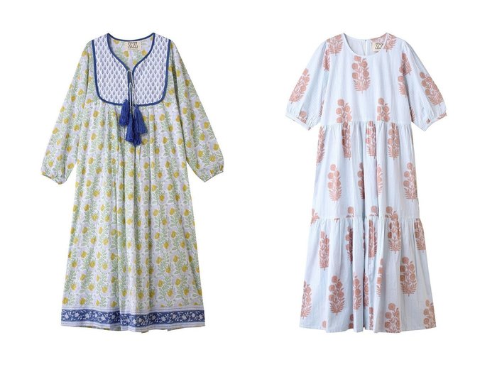 【SZ Blockprints/エスゼット ブロックプリント】のKITTY DRESS ESSA タッセル付きコットンドレス&GAIA DRESS POPPY ON THIN STRIPE ティアードドレス おすすめ人気トレンドファッション通販アイテム 人気、トレンドファッション・服の通販 founy(ファニー) 　ファッション　Fashion　レディースファッション　Fashion for Women　ワンピース　Dresses　フォーマル・パーティードレス・結婚式用ドレス　Elegant & Casual Dresses　チュニック　Tunic Tops & Dresses　2025年　2025　2025-2026秋冬・A/W　Autumn/Winter 2025–26 AW25–26　キルティング　Quilted, Quilting　タッセル　Tassel, Fringe　チュニック　Tunic, Long Top　ドレス　Dress, One-Piece　フラワー　Flower, Floral　モチーフ　Motif, Design Theme　A/W・秋冬　Autumn/Winter　|ID:crp329100000220823