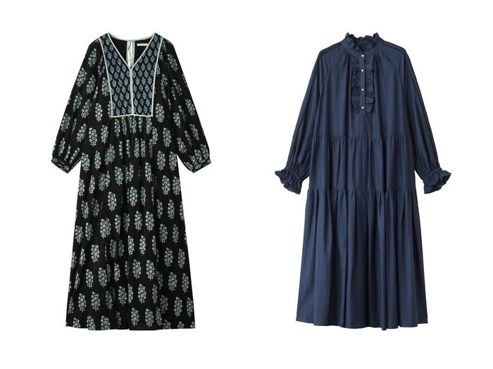 【NE QUITTEZ PAS/ヌキテパ】のCOTTON VOILE エスニック コンビネーション プリント ギャザー ドレス&【MARILYN MOON/マリリンムーン】のシアージャボレースドレス おすすめ人気トレンドファッション通販アイテム 人気、トレンドファッション・服の通販 founy(ファニー) 　ファッション　Fashion　レディースファッション　Fashion for Women　ワンピース　Dresses　フォーマル・パーティードレス・結婚式用ドレス　Elegant & Casual Dresses　チュニック　Tunic Tops & Dresses　2025年　2025　2025-2026秋冬・A/W　Autumn/Winter 2025–26 AW25–26　おすすめ　Recommended / Our Picks　ギャザー　Gathered, Ruffled　クラシック　Classic, Timeless Style　シアー　Sheer, See-Through　チュニック　Tunic, Long Top　バランス　Balance, Style Balance　フリル　Frill, Ruffle　モダン　Modern, Contemporary　レース　Lace, Lace Fabric　ロング　Long, Long-Length　夏　Summer　A/W・秋冬　Autumn/Winter　|ID:crp329100000220833
