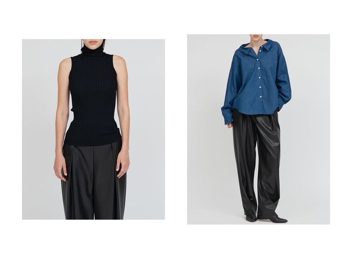 【IIROT/イロット】のINDIGO デニムシャツ&ウール シルク リブ ニット おすすめ人気トレンドファッション通販アイテム 人気、トレンドファッション・服の通販 founy(ファニー) 　ファッション　Fashion　レディースファッション　Fashion for Women　トップス・カットソー　Cut & Sew Tops　ニット　Knit Tops & Sweaters　カジュアルプルオーバー・ニットトップス　Pullovers & Knit Tops / Casual Pullovers　シャツ・ブラウス・オフィスカジュアル　Elegant Blouses & Button-Ups　2025年　2025　2025-2026秋冬・A/W　Autumn/Winter 2025–26 AW25–26　インナー　Innerwear　ショルダー　Shoulder, Shoulder Strap　シルク　Silk, 100% Silk　ストレッチ　Stretch, Stretchy Fabric　フィット　Fit, Slim Fit　夏　Summer　秋　Autumn　A/W・秋冬　Autumn/Winter　|ID:crp329100000220846