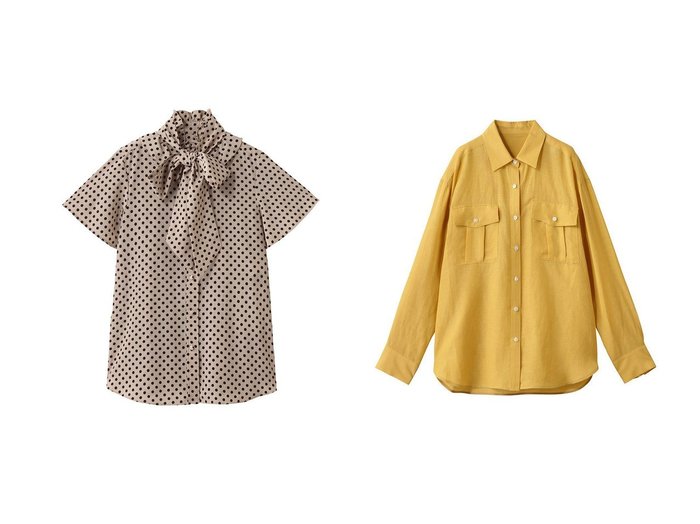 【allureville/アルアバイル】のシアーリネンサファリシャツ&【Loulou Willoughby】デシンドットフレアスリーブBL A おすすめ人気トレンドファッション通販アイテム 人気、トレンドファッション・服の通販 founy(ファニー) 　ファッション　Fashion　レディースファッション　Fashion for Women　トップス・カットソー　Cut & Sew Tops　シャツ・ブラウス・オフィスカジュアル　Elegant Blouses & Button-Ups　2025年　2025　2025-2026秋冬・A/W　Autumn/Winter 2025–26 AW25–26　カーディガン　Cardigan, Knitwear　クラシカル　Classical, Vintage-Inspired　ジャケット　Jacket, Outerwear　スリーブ　Sleeve, Long Sleeve / Short Sleeve　ドット　Polka Dot, Dot Pattern　ロング　Long, Long-Length　エレガント 上品　Elegant　A/W・秋冬　Autumn/Winter　ビジネス 仕事 通勤　Business / Work / Commuting　なめらか　Smooth, Silky Texture　ポケット　Pocket, Pocket Detail　リネン　Linen, Linen Fabric　|ID:crp329100000220852