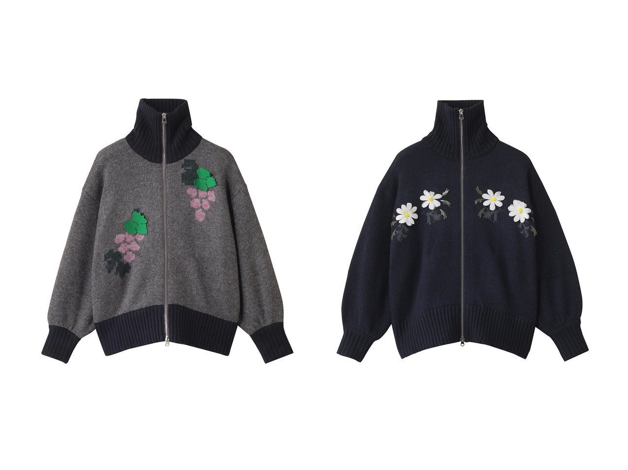 【MUVEIL/ミュベール】のイヌジャカードジップカーディガン&リスジャカードジップカーディガン おすすめ人気トレンドファッション通販アイテム インテリア・キッズ・メンズ・レディースファッション・服の通販 founy(ファニー) 　ファッション　Fashion　レディースファッション　Fashion for Women　トップス・カットソー　Cut & Sew Tops　ニット　Knit Tops & Sweaters　カーディガン・羽織り　Layered Style Cardigans　2025年　2025　2025-2026秋冬・A/W　Autumn/Winter 2025–26 AW25–26　カーディガン　Cardigan, Knitwear　フロント　Front, Front Design　モチーフ　Motif, Design Theme　A/W・秋冬　Autumn/Winter　グレー系　Gray　ブルー系　Blue　|ID:crp329100000220855