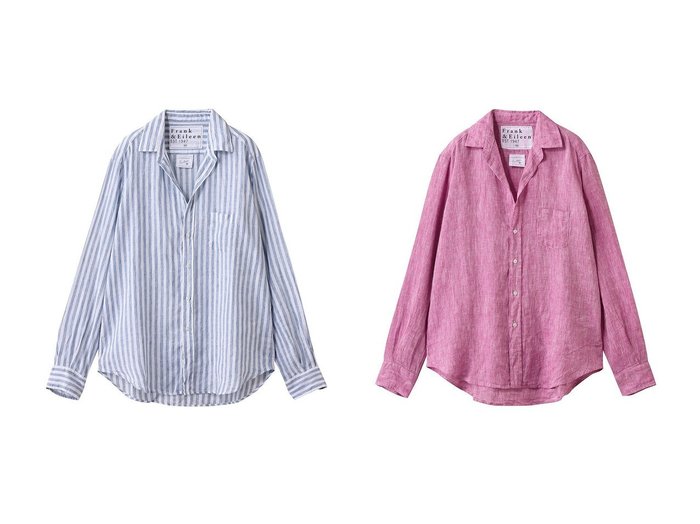 【Frank&Eileen/フランク&アイリーン】のEILEEN イタリアンリネン ボールドストライプ シャツ&EILEEN イタリアンリネン パープル シャツ おすすめ人気トレンドファッション通販アイテム 人気、トレンドファッション・服の通販 founy(ファニー) ファッション Fashion レディースファッション Fashion for Women トップス・カットソー Cut & Sew Tops シャツ・ブラウス・オフィスカジュアル Elegant Blouses & Button-Ups 2025年 2025 2025-2026秋冬・A/W Autumn/Winter 2025–26 AW25–26 ストライプ Stripe, Striped Pattern スリーブ Sleeve, Long Sleeve / Short Sleeve ボトム Bottoms, Lower Wear リネン Linen, Linen Fabric リラックス Relax, Relaxed Fit ロング Long, Long-Length A/W・秋冬 Autumn/Winter |ID:crp329100000220858