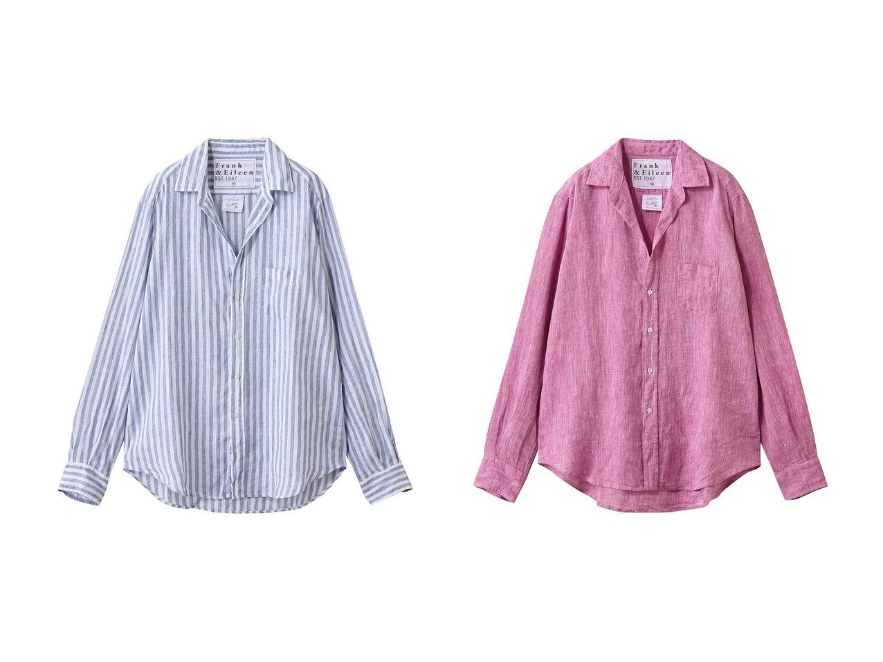 【Frank&Eileen/フランク&アイリーン】のEILEEN イタリアンリネン ボールドストライプ シャツ&EILEEN イタリアンリネン パープル シャツ おすすめ人気トレンドファッション通販アイテム インテリア・キッズ・メンズ・レディースファッション・服の通販 founy(ファニー) 　ファッション　Fashion　レディースファッション　Fashion for Women　トップス・カットソー　Cut & Sew Tops　シャツ・ブラウス・オフィスカジュアル　Elegant Blouses & Button-Ups　2025年　2025　2025-2026秋冬・A/W　Autumn/Winter 2025–26 AW25–26　ストライプ　Stripe, Striped Pattern　スリーブ　Sleeve, Long Sleeve / Short Sleeve　ボトム　Bottoms, Lower Wear　リネン　Linen, Linen Fabric　リラックス　Relax, Relaxed Fit　ロング　Long, Long-Length　A/W・秋冬　Autumn/Winter　ホワイト系　White　パープル系　Purple　|ID:crp329100000220858