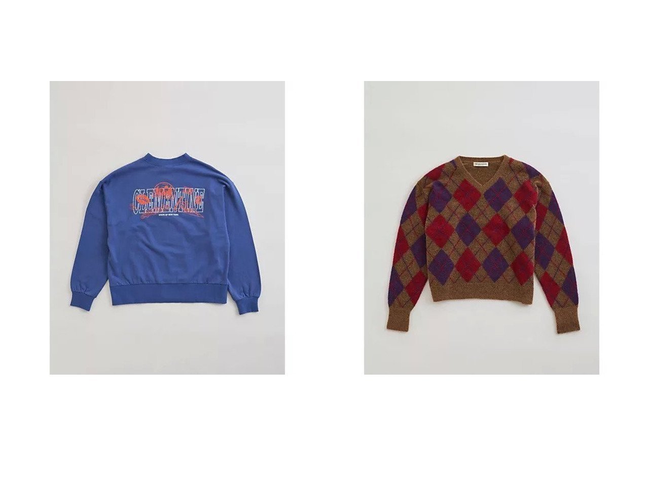 【Shinzone/シンゾーン】のARGYLE KNIT PULL OVER&CLEMENTINE SWEATSHIRT おすすめ人気トレンドファッション通販アイテム インテリア・キッズ・メンズ・レディースファッション・服の通販 founy(ファニー) 　ファッション　Fashion　レディースファッション　Fashion for Women　トップス・カットソー　Cut & Sew Tops　シャツ・ブラウス・オフィスカジュアル　Elegant Blouses & Button-Ups　レディースパーカー・カジュアルフーディー　Casual Hoodies & Sweatshirts　ロングTシャツ・Tシャツ　Longline T-Shirts & Tees　スウェット・クルーネックトップス　Sweatshirts & Crewnecks / Relaxed Fit Sweat Tops　ニット　Knit Tops & Sweaters　アメリカン　American Style　インナー　Innerwear　スウェット / スエット　Sweatshirt, Sweatwear　プリント　Print, Printed Pattern　おすすめ　Recommended / Our Picks　コンパクト　Compact, Small Size　エレガント 上品　Elegant　秋　Autumn　ブルー系　Blue　グレー系　Gray　|ID:crp329100000220891