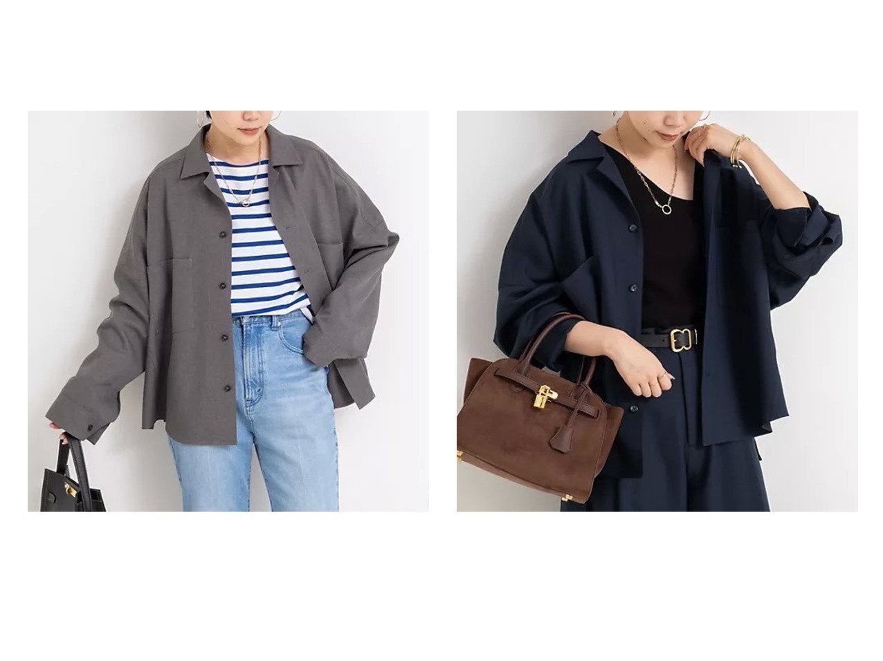 【Rie Miller/リエミラー】の《セットアップ対応》オープンカラービッグシルエットシャツ おすすめ人気トレンドファッション通販アイテム インテリア・キッズ・メンズ・レディースファッション・服の通販 founy(ファニー) 　ファッション　Fashion　レディースファッション　Fashion for Women　トップス・カットソー　Cut & Sew Tops　シャツ・ブラウス・オフィスカジュアル　Elegant Blouses & Button-Ups　2025年　2025　2025-2026秋冬・A/W　Autumn/Winter 2025–26 AW25–26　おすすめ　Recommended / Our Picks　なめらか　Smooth, Silky Texture　カーゴパンツ　Cargo Pants, Utility Pants　ショルダー　Shoulder, Shoulder Strap　スリーブ　Sleeve, Long Sleeve / Short Sleeve　セットアップ　Set-Up, Coordinated Outfit　ツイル　Twist, Twisted Detail　ドロップ　Drop Shoulder, Dropped Style　秋　Autumn　グレー系　Gray　ブルー系　Blue　|ID:crp329100000220897