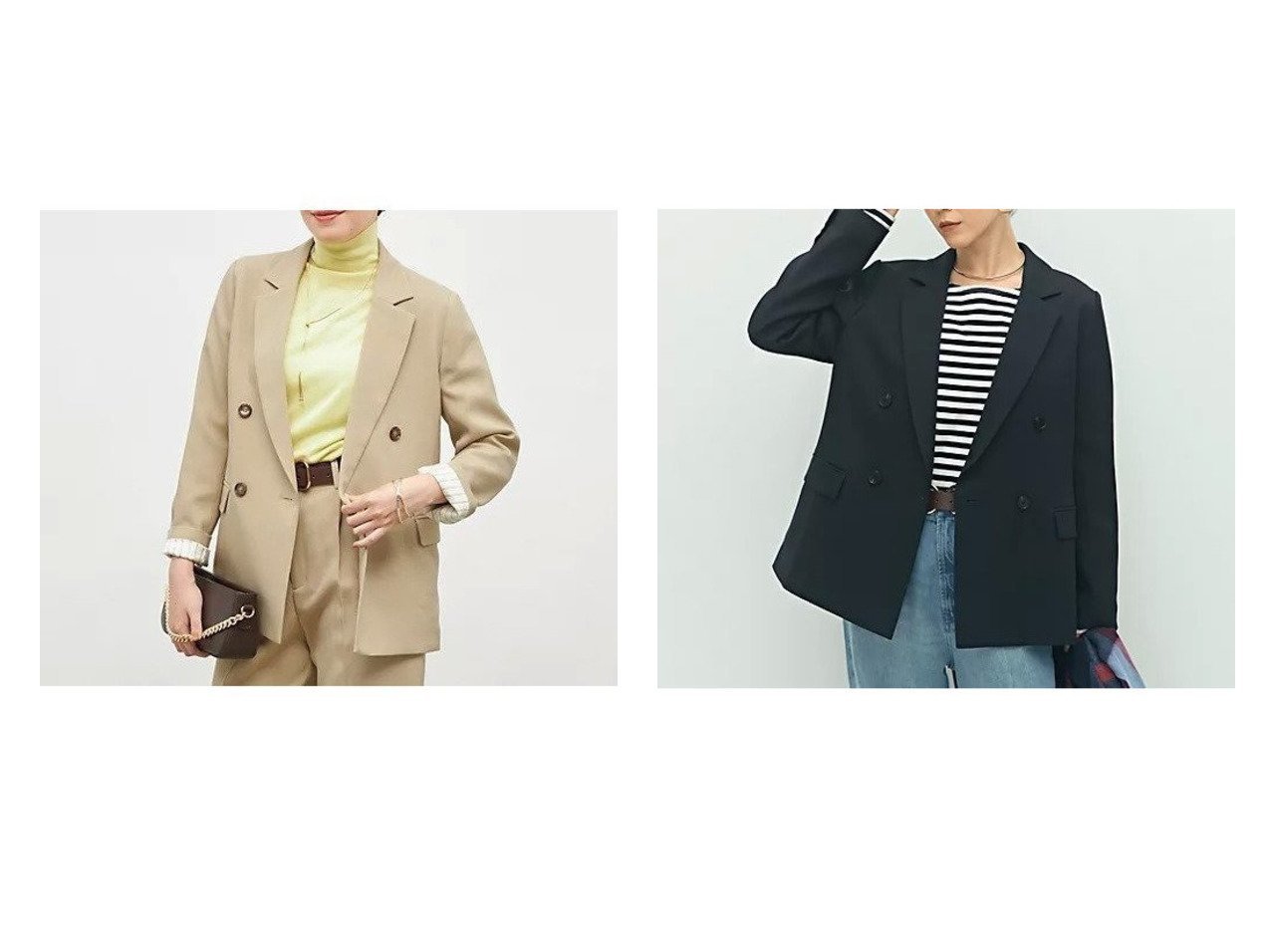 【NOLLEY'S/ノーリーズ】の《セットアップ対応》ウォッシャブルウール調ストレッチダブルジャケット おすすめ人気トレンドファッション通販アイテム インテリア・キッズ・メンズ・レディースファッション・服の通販 founy(ファニー) 　ファッション　Fashion　レディースファッション　Fashion for Women　アウター　Coat / Outerwear Collection　レディースジャケット・軽アウター　Jackets　2025年　2025　2025-2026秋冬・A/W　Autumn/Winter 2025–26 AW25–26　ジャケット　Jacket, Outerwear　ストレッチ　Stretch, Stretchy Fabric　セットアップ　Set-Up, Coordinated Outfit　今季　This Season, Current Season　ベージュ系　Beige　ブルー系　Blue　ブラウン系　Brown　|ID:crp329100000220905