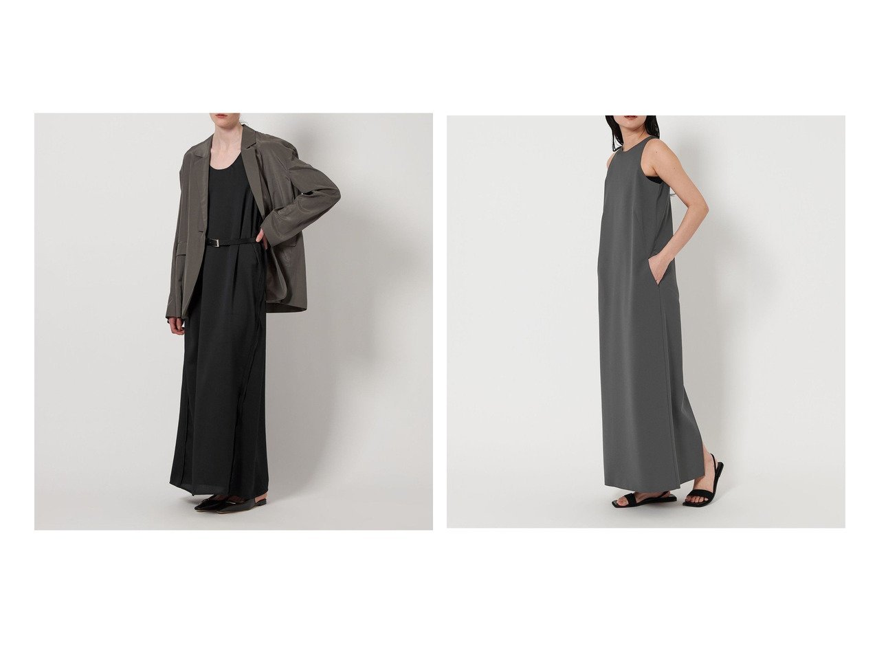 【UNITED ARROWS/ユナイテッドアローズ】のMARW UNITED ARROWS アメリカンスリーブ ワンピース&メロー イージーワンピース おすすめ人気トレンドファッション通販アイテム インテリア・キッズ・メンズ・レディースファッション・服の通販 founy(ファニー) 　ファッション　Fashion　レディースファッション　Fashion for Women　ワンピース　Dresses　サテン　Satin, Glossy Fabric　ノースリーブ　Sleeveless, No-Sleeve　エレガント 上品　Elegant　アメリカン　American Style　スリーブ　Sleeve, Long Sleeve / Short Sleeve　人気　Popular, Best Seller　バランス　Balance, Style Balance　マキシ　Maxi, Full Length　夏　Summer　ビジネス 仕事 通勤　Business / Work / Commuting　ブラック系　Black　グレー系　Gray　|ID:crp329100000220950