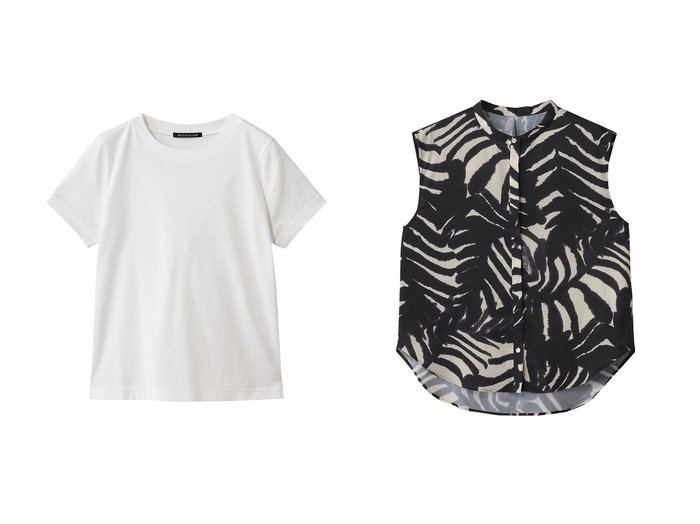 【mizuiro ind/ミズイロ インド】のcompact basic T Tシャツ&【heliopole/エリオポール】のARGENTI PRINT スリーブレスブラウス おすすめ人気トレンドファッション通販アイテム 人気、トレンドファッション・服の通販 founy(ファニー) 　ファッション　Fashion　レディースファッション　Fashion for Women　トップス・カットソー　Cut & Sew Tops　シャツ・ブラウス・オフィスカジュアル　Elegant Blouses & Button-Ups　ロングTシャツ・Tシャツ　Longline T-Shirts & Tees　カットソー・ベーシックTシャツ　Cut-and-Sewn Tops / Stretch Tees & Basics　キャミソール&ノースリーブ　Camisoles & Sleeveless Tops　2025年　2025　2025-2026秋冬・A/W　Autumn/Winter 2025–26 AW25–26　インナー　Innerwear　コンパクト　Compact, Small Size　ショート　Short, Short Length　シンプル　Simple, Minimal　スリーブ　Sleeve, Long Sleeve / Short Sleeve　A/W・秋冬　Autumn/Winter　|ID:crp329100000220980