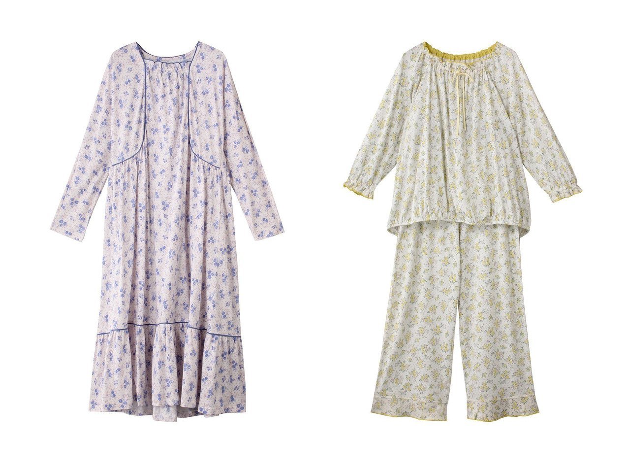 【KID BLUE/キッドブルー】のピンドットフラワーNナイティ&ピンドットフラワーNパジャマ おすすめ人気トレンドファッション通販アイテム インテリア・キッズ・メンズ・レディースファッション・服の通販 founy(ファニー) 　ファッション　Fashion　レディースファッション　Fashion for Women　2025年　2025　2025-2026秋冬・A/W　Autumn/Winter 2025–26 AW25–26　おすすめ　Recommended / Our Picks　ギャザー　Gathered, Ruffled　ドット　Polka Dot, Dot Pattern　パイピング　Piping, Trim Design　パジャマ　Pajamas, Sleepwear　フェミニン　Feminine, Girly　リラックス　Relax, Relaxed Fit　エレガント 上品　Elegant　A/W・秋冬　Autumn/Winter　イエロー系　Yellow　ブルー系　Blue　|ID:crp329100000221020