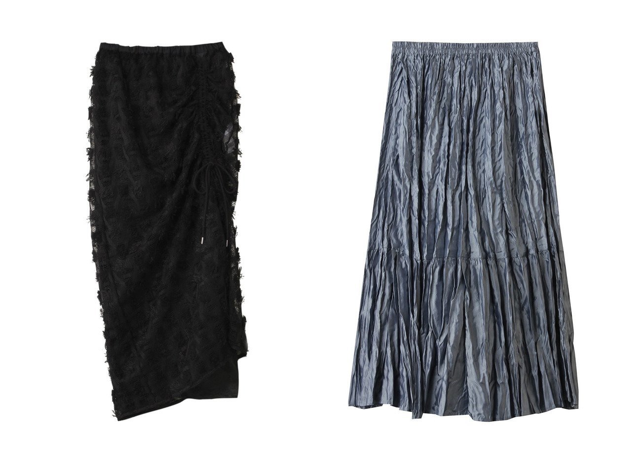 【1er Arrondissement/プルミエ アロンディスモン】の【near.nippon】ポップコーンレースドロストスカート&【mizuiro ind/ミズイロ インド】のsatin washer pleats SK スカート おすすめ人気トレンドファッション通販アイテム インテリア・キッズ・メンズ・レディースファッション・服の通販 founy(ファニー) 　ファッション　Fashion　レディースファッション　Fashion for Women　スカート　Skirts　ロングスカート　Long Skirts / Maxi & Midi Skirts　2025年　2025　2025-2026秋冬・A/W　Autumn/Winter 2025–26 AW25–26　おすすめ　Recommended / Our Picks　ギャザー　Gathered, Ruffled　デニム　Denim, Jeans Material　トレンカ　Treggings, Stirrup Leggings　ドレープ　Drape, Draping Fabric　ペチコート　Petticoat, Underskirt　レース　Lace, Lace Fabric　ロング　Long, Long-Length　A/W・秋冬　Autumn/Winter　ブラック系　Black　|ID:crp329100000221027