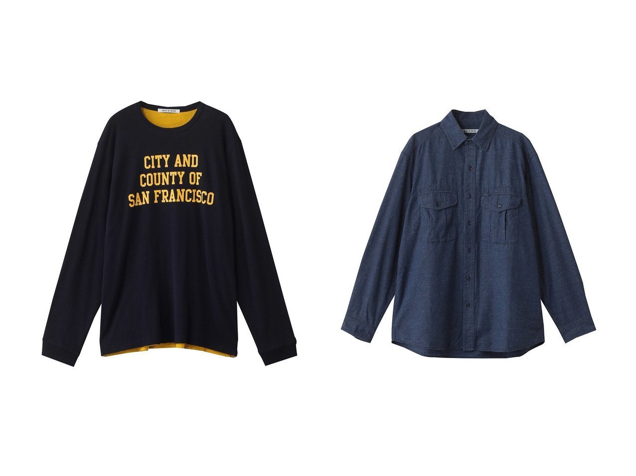 【SEVEN BY SEVEN / MEN/セブン バイ セブン】の【MEN】REVERSIBLE ロングスリーブ スウェットシャツ&【MEN】CHAMBRAY ワーク シャツ おすすめ人気トレンドファッション通販アイテム インテリア・キッズ・メンズ・レディースファッション・服の通販 founy(ファニー) 　ファッション　Fashion　メンズファッション　Fashion for Men　トップス・カットソー　Cut & Sew Tops　パーカー・フーディー / カジュアルコーデ　Hoodies & Parkas　メンズシャツ　Shirts　2025年　2025　2025-2026秋冬・A/W　Autumn/Winter 2025–26 AW25–26　インナー　Innerwear　クラシック　Classic, Timeless Style　ジャケット　Jacket, Outerwear　スリーブ　Sleeve, Long Sleeve / Short Sleeve　デニム　Denim, Jeans Material　プリント　Print, Printed Pattern　ロング　Long, Long-Length　A/W・秋冬　Autumn/Winter　シャンブレー　Chambray, Denim-Like Fabric　バランス　Balance, Style Balance　ワーク　Workwear, Utility Style　羽織　Haori, Light Jacket　ブルー系　Blue　|ID:crp329100000221031