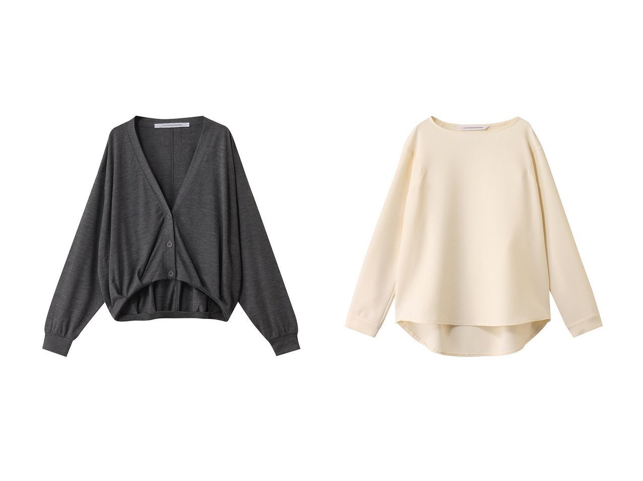 【COGTHEBIGSMOKE/コグ ザビッグスモーク】の36 MAGGIE CARDIGAN&33 KATE CREW NECK TOP おすすめ人気トレンドファッション通販アイテム インテリア・キッズ・メンズ・レディースファッション・服の通販 founy(ファニー) 　ファッション　Fashion　レディースファッション　Fashion for Women　トップス・カットソー　Cut & Sew Tops　カーディガン・羽織り　Layered Style Cardigans　シャツ・ブラウス・オフィスカジュアル　Elegant Blouses & Button-Ups　ロングTシャツ・Tシャツ　Longline T-Shirts & Tees　カットソー・ベーシックTシャツ　Cut-and-Sewn Tops / Stretch Tees & Basics　2025年　2025　2025-2026秋冬・A/W　Autumn/Winter 2025–26 AW25–26　カーディガン　Cardigan, Knitwear　コンパクト　Compact, Small Size　ショート　Short, Short Length　ストレッチ　Stretch, Stretchy Fabric　ワイド　Wide, Wide Fit　A/W・秋冬　Autumn/Winter　グレー系　Gray　ブラック系　Black　パープル系　Purple　|ID:crp329100000221066