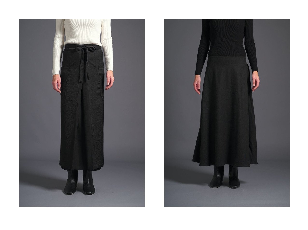 【COGTHEBIGSMOKE/コグ ザビッグスモーク】の53 MINA DOUBLE WRAP SKIRT&23 GEMMA FLARED SKIRT おすすめ人気トレンドファッション通販アイテム インテリア・キッズ・メンズ・レディースファッション・服の通販 founy(ファニー) 　ファッション　Fashion　レディースファッション　Fashion for Women　スカート　Skirts　ロングスカート　Long Skirts / Maxi & Midi Skirts　2025年　2025　2025-2026秋冬・A/W　Autumn/Winter 2025–26 AW25–26　サテン　Satin, Glossy Fabric　シルク　Silk, 100% Silk　シンプル　Simple, Minimal　ジョーゼット　Georgette, Semi-Sheer Fabric　タイトスカート　Pencil Skirt, Tight Skirt　ポケット　Pocket, Pocket Detail　ラップ　Wrap, Wrap Design　ロング　Long, Long-Length　A/W・秋冬　Autumn/Winter　ブラック系　Black　ブルー系　Blue　|ID:crp329100000221067