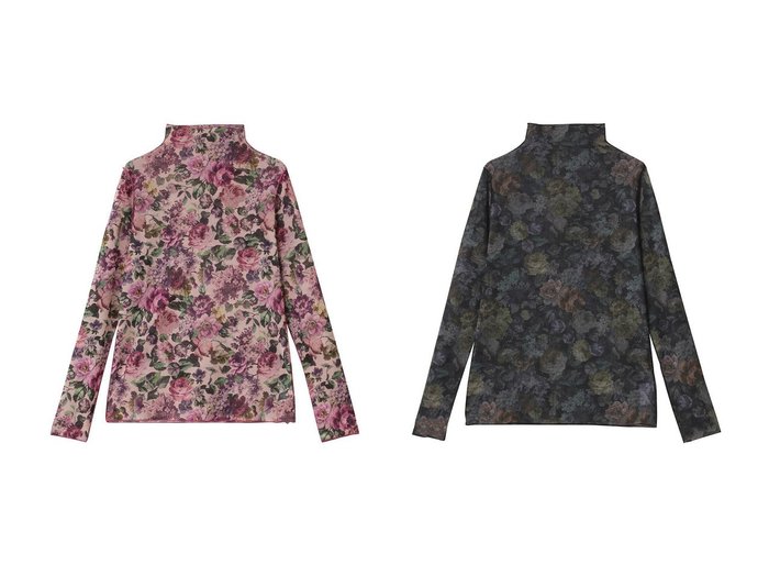 【leur logette/ルール ロジェット】のフォレストフラワープリントチュールトップス おすすめ人気トレンドファッション通販アイテム 人気、トレンドファッション・服の通販 founy(ファニー) ファッション Fashion レディースファッション Fashion for Women トップス・カットソー Cut & Sew Tops シャツ・ブラウス・オフィスカジュアル Elegant Blouses & Button-Ups ロングTシャツ・Tシャツ Longline T-Shirts & Tees カットソー・ベーシックTシャツ Cut-and-Sewn Tops / Stretch Tees & Basics 花柄・フラワープリント・モチーフ Floral Prints & Motifs / Flower Pattern Tops 2025年 2025 2025-2026秋冬・A/W Autumn/Winter 2025–26 AW25–26 インナー Innerwear ストレッチ Stretch, Stretchy Fabric スリーブ Sleeve, Long Sleeve / Short Sleeve チュール Tulip, Tulip Motif ボトルネック Bottle Neck, Mock Neck メッシュ Mesh, Net Fabric ロング Long, Long-Length A/W・秋冬 Autumn/Winter |ID:crp329100000221070