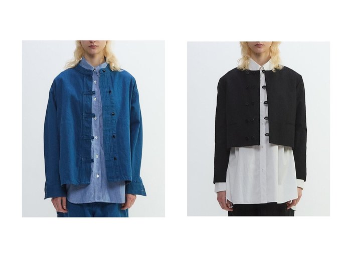 【PLAIN PEOPLE/プレインピープル】のデニムバンドカラーブルゾン&リネンウールタンブラーワッシャーショートジャケット おすすめ人気トレンドファッション通販アイテム 人気、トレンドファッション・服の通販 founy(ファニー) 　ファッション　Fashion　レディースファッション　Fashion for Women　アウター　Coat / Outerwear Collection　レディースジャケット・軽アウター　Jackets　ブルゾンジャケット・スポーティアウター　Blouson Jackets　2025年　2025　2025-2026秋冬・A/W　Autumn/Winter 2025–26 AW25–26　インディゴ　Indigo Denim　ジャケット　Jacket, Outerwear　デニム　Denim, Jeans Material　ブルゾン　Blouson, Bomber Jacket　別注　Limited Edition, Custom Order　A/W・秋冬　Autumn/Winter　|ID:crp329100000221094