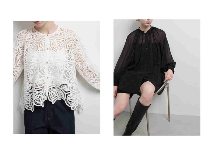 【LANVIN en Bleu/ランバン オン ブルー】のArt DECO 100e ブラウス&ケミカルレースフレアブラウス おすすめ人気トレンドファッション通販アイテム インテリア・キッズ・メンズ・レディースファッション・服の通販 founy(ファニー) https://founy.com/ ファッション Fashion レディースファッション Fashion for Women トップス・カットソー Cut & Sew Tops シャツ・ブラウス・オフィスカジュアル Elegant Blouses & Button-Ups 2025年 2025 2025-2026秋冬・A/W Autumn/Winter 2025–26 AW25–26 ケミカル Chemical, Chemical Wash スリーブ Sleeve, Long Sleeve / Short Sleeve フリル Frill, Ruffle フレア Flare, Flared フロント Front, Front Design モダン Modern, Contemporary レース Lace, Lace Fabric ロング Long, Long-Length A/W・秋冬 Autumn/Winter |ID:crp329100000221102