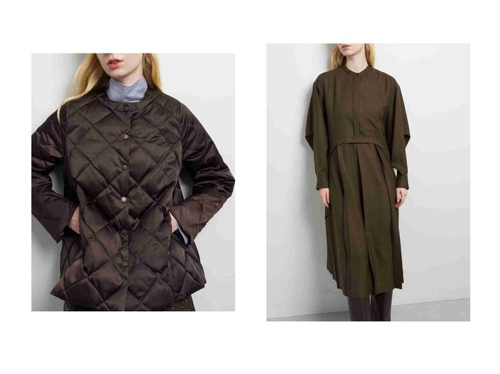 【LANVIN en Bleu/ランバン オン ブルー】のプリーツコンビシャツワンピース&TAIONxLIMONTA East ジャケット おすすめ人気トレンドファッション通販アイテム 人気、トレンドファッション・服の通販 founy(ファニー) 　ファッション　Fashion　レディースファッション　Fashion for Women　アウター　Coat / Outerwear Collection　レディースジャケット・軽アウター　Jackets　ワンピース　Dresses　シャツワンピース / 1枚で着映えコーデ　Shirt Dresses　チュニック　Tunic Tops & Dresses　イタリア　Italy　エレガント 上品　Elegant　サテン　Satin, Glossy Fabric　ジャケット　Jacket, Outerwear　スリット　Slit, Slit Detail　ダウン　Down, Puffer　ファブリック　Fabric, Textile　ミドル　Middle Length, Mid Height　ラグジュアリー　Luxury, Elegant　A/W・秋冬　Autumn/Winter　2025年　2025　2025-2026秋冬・A/W　Autumn/Winter 2025–26 AW25–26　クラシック　Classic, Timeless Style　シルク　Silk, 100% Silk　スタンド　Stand Collar, Upright Stand　チュニック　Tunic, Long Top　ドッキング　Docking, Mixed Material　プリーツ　Pleats, Pleated　リラックス　Relax, Relaxed Fit　ロング　Long, Long-Length　|ID:crp329100000221104