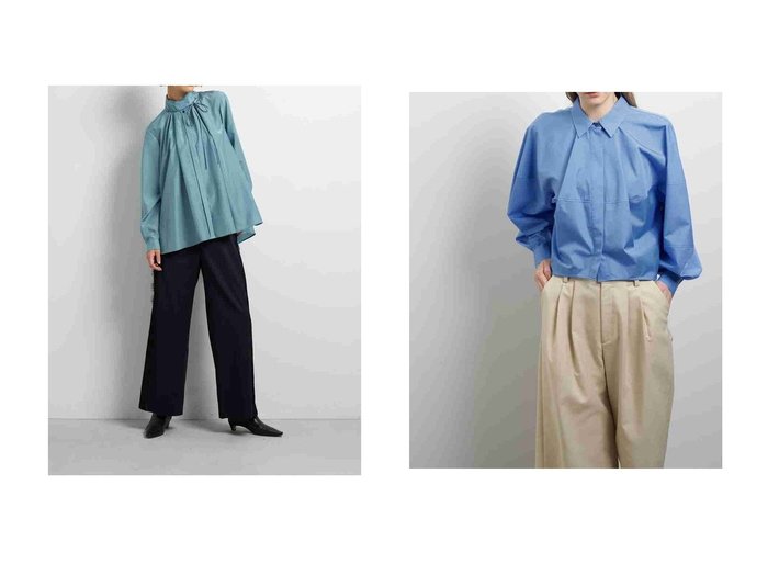 【LANVIN en Bleu/ランバン オン ブルー】のスタンドカラータックブラウス&THOMAS MASONボリュームシャツ おすすめ人気トレンドファッション通販アイテム インテリア・キッズ・メンズ・レディースファッション・服の通販 founy(ファニー) https://founy.com/ ファッション Fashion レディースファッション Fashion for Women トップス・カットソー Cut & Sew Tops シャツ・ブラウス・オフィスカジュアル Elegant Blouses & Button-Ups 2025年 2025 2025-2026秋冬・A/W Autumn/Winter 2025–26 AW25–26 クラシカル Classical, Vintage-Inspired コンパクト Compact, Small Size シルク Silk, 100% Silk スタンド Stand Collar, Upright Stand スマート Smart, Elegant スリーブ Sleeve, Long Sleeve / Short Sleeve ファブリック Fabric, Textile フロント Front, Front Design リボン Ribbon, Bow リラックス Relax, Relaxed Fit ロング Long, Long-Length エレガント 上品 Elegant A/W・秋冬 Autumn/Winter |ID:crp329100000221108