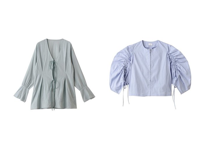 【MANOF/マノフ】のSHEER WASHER BLOUSE シャツ・ブラウス&DRAWSTRING SLEEVE SHORT BLOUSE シャツ・ブラウス おすすめ人気トレンドファッション通販アイテム 人気、トレンドファッション・服の通販 founy(ファニー) 　ファッション　Fashion　レディースファッション　Fashion for Women　トップス・カットソー　Cut & Sew Tops　シャツ・ブラウス・オフィスカジュアル　Elegant Blouses & Button-Ups　2025年　2025　2025-2026秋冬・A/W　Autumn/Winter 2025–26 AW25–26　スウェット / スエット　Sweatshirt, Sweatwear　スリーブ　Sleeve, Long Sleeve / Short Sleeve　デニム　Denim, Jeans Material　ミックス　Mix, Mixed Style　ランダム　Random, Irregular　リボン　Ribbon, Bow　ロング　Long, Long-Length　ワッシャー　Washer, Crinkled Finish　エレガント 上品　Elegant　A/W・秋冬　Autumn/Winter　ショート　Short, Short Length　ジップ　Zip, Zipper　スラックス　Slacks, Dress Pants　バランス　Balance, Style Balance　ブルゾン　Blouson, Bomber Jacket　マキシ　Maxi, Full Length　羽織　Haori, Light Jacket　|ID:crp329100000221130