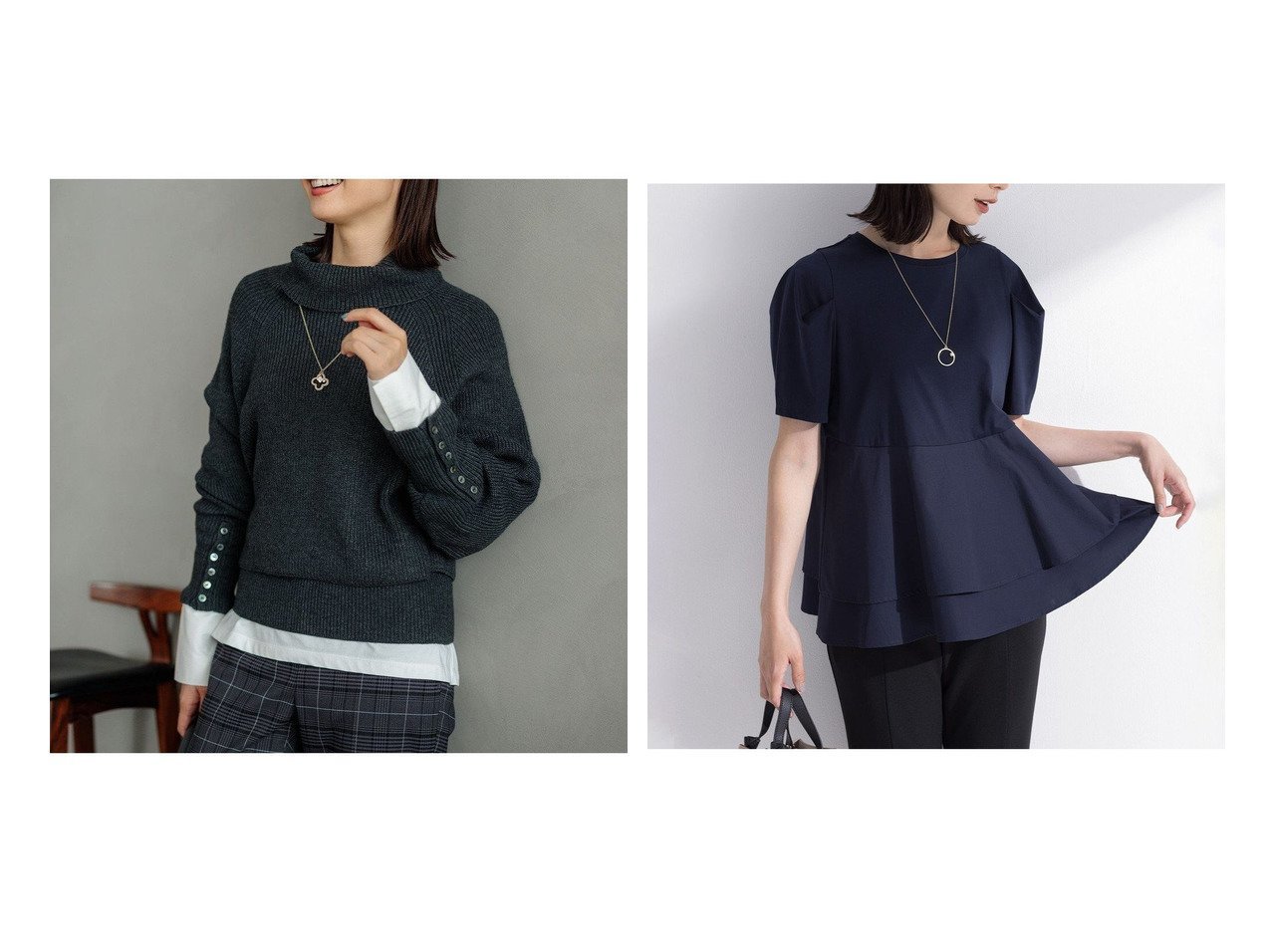 【KUMIKYOKU/組曲】の【接触冷感】シャツコンビティアード カットソー&【WEB限定・2SET】オフショル風NEWツイン ニット おすすめ人気トレンドファッション通販アイテム インテリア・キッズ・メンズ・レディースファッション・服の通販 founy(ファニー) 　ファッション　Fashion　レディースファッション　Fashion for Women　トップス・カットソー　Cut & Sew Tops　ニット　Knit Tops & Sweaters　アンサンブルニット　Knit Ensembles & Twin Sets　シャツ・ブラウス・オフィスカジュアル　Elegant Blouses & Button-Ups　ロングTシャツ・Tシャツ　Longline T-Shirts & Tees　カットソー・ベーシックTシャツ　Cut-and-Sewn Tops / Stretch Tees & Basics　アンサンブル　Ensemble Set　インナー　Innerwear　秋　Autumn　シンプル　Simple, Minimal　ジャケット　Jacket, Outerwear　スリーブ　Sleeve, Long Sleeve / Short Sleeve　タートル　Turtleneck, Turtle Collar　トレンド　Trend, Trending Now　バランス　Balance, Style Balance　フィット　Fit, Slim Fit　A/W・秋冬　Autumn/Winter　おすすめ　Recommended / Our Picks　エレガント 上品　Elegant　春　Spring　カットソー　Cut and Sewn Top　ショルダー　Shoulder, Shoulder Strap　ストライプ　Stripe, Striped Pattern　無地　Plain, Solid Color　S/S・春夏　SS, Spring/Summer, Warm Season　新作・新入荷　New Arrivals / New In　夏　Summer　グレー系　Gray　オレンジ系　Orange　ブラウン系　Brown　ブルー系　Blue　|ID:crp329100000221146