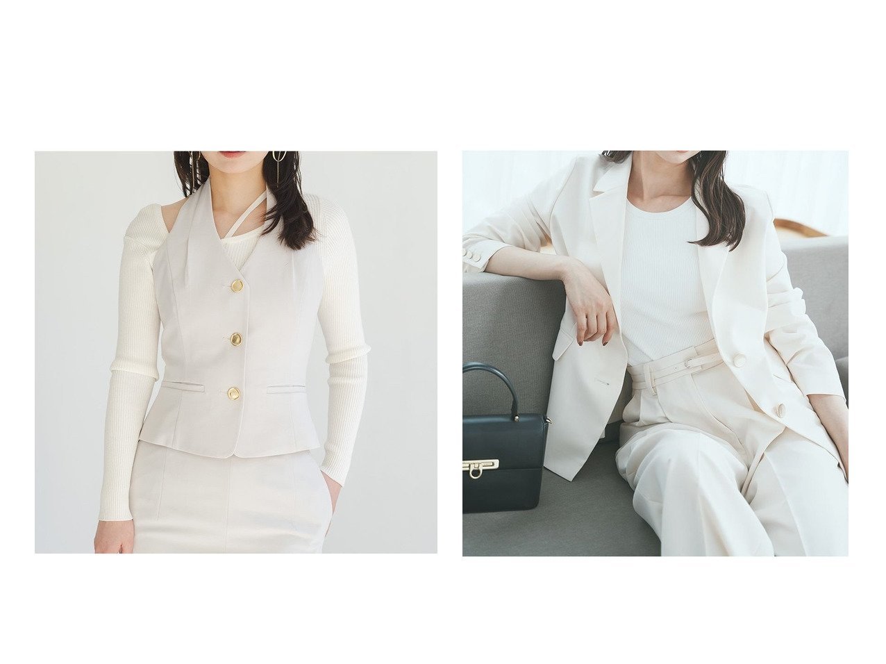 【SNIDEL/スナイデル】のカップ付きタンクトップ&Sustainableホルタージレ おすすめ人気トレンドファッション通販アイテム インテリア・キッズ・メンズ・レディースファッション・服の通販 founy(ファニー) 　ファッション　Fashion　レディースファッション　Fashion for Women　アウター　Coat / Outerwear Collection　トップス・カットソー　Cut & Sew Tops　ベスト&ジレ / 重ね着スタイル　Vests & Gilets　おすすめ　Recommended / Our Picks　キャミワンピース　Cami Dress, Slip Dress　シェイプ　Shape, Slim Fit　ジャケット　Jacket, Outerwear　スーツ　Suit, Formalwear　セットアップ　Set-Up, Coordinated Outfit　フェミニン　Feminine, Girly　フォーマル　Formal, Dressy　フレア　Flare, Flared　フロント　Front, Front Design　エレガント 上品　Elegant　人気　Popular, Best Seller　|ID:crp329100000221158