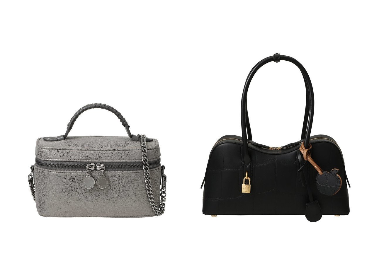 【STELLA McCARTNEY/ステラ マッカートニー】のFalabella シャイニードットシャモアバニティケース&Stella Ryder Medium パターンエンボスボストンバッグ おすすめ人気トレンドファッション通販アイテム インテリア・キッズ・メンズ・レディースファッション・服の通販 founy(ファニー) 　ファッション　Fashion　レディースファッション　Fashion for Women　バッグ　Bags　2025年　2025　2025-2026秋冬・A/W　Autumn/Winter 2025–26 AW25–26　シャイニー　Shiny, Glossy Finish　シルバー　Silver, Metallic Silver　チェーン　Chain, Chain Strap　パーティ　Party, Party Style　フォルム　Silhouette, Form　リュクス　Luxury, Elegant, High-End, Chic　A/W・秋冬　Autumn/Winter　グレー系　Gray　ブラック系　Black　|ID:crp329100000221165