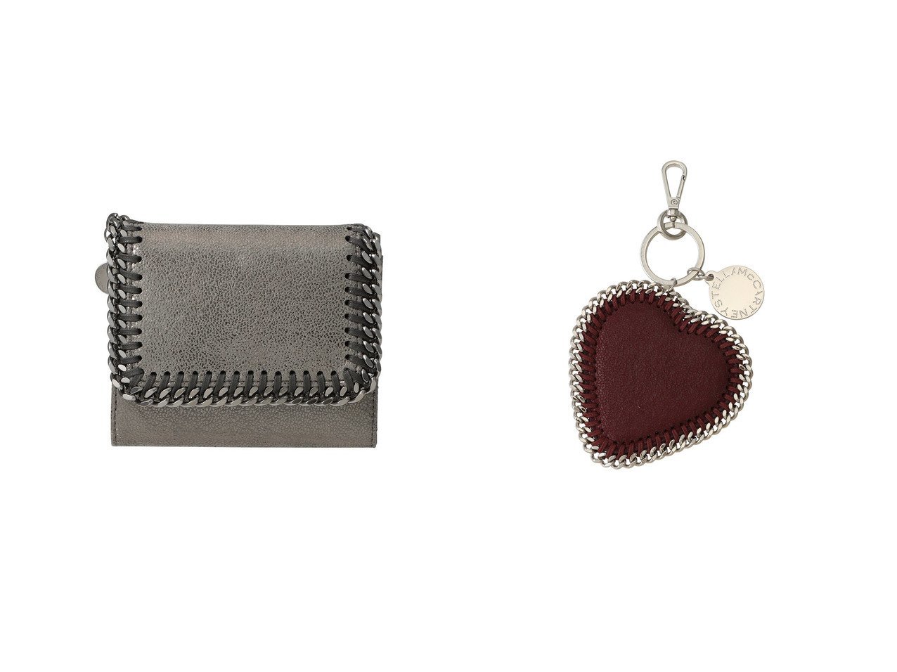 【STELLA McCARTNEY/ステラ マッカートニー】のFalabella シャイニードットシャモア三つ折り財布&Falabella ハートチャーム おすすめ人気トレンドファッション通販アイテム インテリア・キッズ・メンズ・レディースファッション・服の通販 founy(ファニー) 　ファッション　Fashion　レディースファッション　Fashion for Women　ミニ財布・二つ折り財布　Wallets & Card Cases　バッグ　Bags　2025年　2025　2025-2026秋冬・A/W　Autumn/Winter 2025–26 AW25–26　コンパクト　Compact, Small Size　シャイニー　Shiny, Glossy Finish　チェーン　Chain, Chain Strap　ラグジュアリー　Luxury, Elegant　人気　Popular, Best Seller　A/W・秋冬　Autumn/Winter　財布　Wallet, Purse　グレー系　Gray　|ID:crp329100000221168