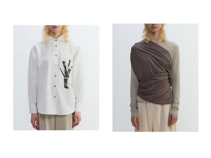 【PLAIN PEOPLE/プレインピープル】のシア―ハイツイストフライスショール型レイヤードTシャツ&綿麻高密度ツイルアトリエモチーフプリントシャツ おすすめ人気トレンドファッション通販アイテム 人気、トレンドファッション・服の通販 founy(ファニー) 　ファッション　Fashion　レディースファッション　Fashion for Women　トップス・カットソー　Cut & Sew Tops　シャツ・ブラウス・オフィスカジュアル　Elegant Blouses & Button-Ups　ロングTシャツ・Tシャツ　Longline T-Shirts & Tees　カットソー・ベーシックTシャツ　Cut-and-Sewn Tops / Stretch Tees & Basics　2025年　2025　2025-2026秋冬・A/W　Autumn/Winter 2025–26 AW25–26　ショール　Shawl, Wrap　スリーブ　Sleeve, Long Sleeve / Short Sleeve　ドレープ　Drape, Draping Fabric　ベスト　Vest, Waistcoat　ベーシック　Basic, Essential　ロング　Long, Long-Length　A/W・秋冬　Autumn/Winter　長袖　Long Sleeve, Full Sleeve　スタンダード　Standard, Basic　フォルム　Silhouette, Form　モチーフ　Motif, Design Theme　ヨーク　Yoke, Yoke Design　リネン　Linen, Linen Fabric　|ID:crp329100000221177