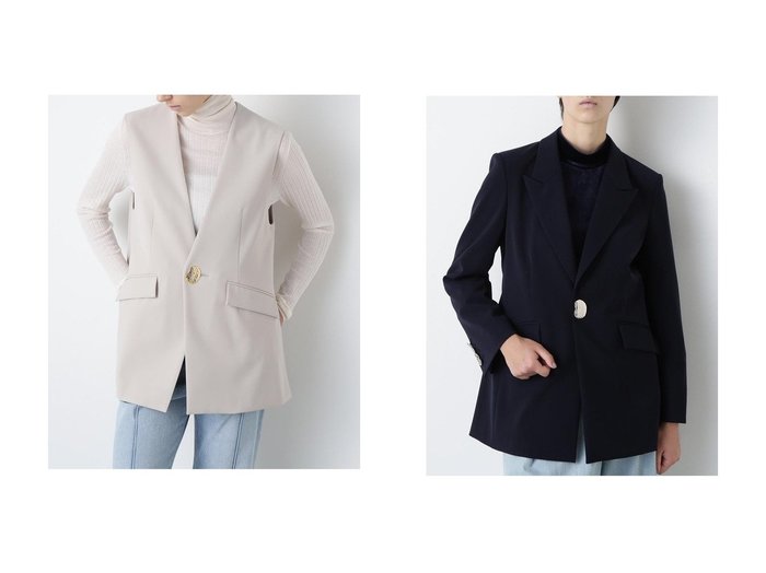 【hueLe Museum/ヒューエルミュージアム】の【STUMBLY】Metal Button Gilet&【STUMBLY】Belted Metal Button Jacket おすすめ人気トレンドファッション通販アイテム 人気、トレンドファッション・服の通販 founy(ファニー) ファッション Fashion レディースファッション Fashion for Women アウター Coat / Outerwear Collection レディースジャケット・軽アウター Jackets おすすめ Recommended / Our Picks コンパクト Compact, Small Size ジャケット Jacket, Outerwear ストレッチ Stretch, Stretchy Fabric スリット Slit, Slit Detail セットアップ Set-Up, Coordinated Outfit ドレープ Drape, Draping Fabric フロント Front, Front Design メタル Metal, Metal Parts 新作・新入荷 New Arrivals / New In |ID:crp329100000221231