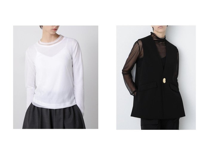 【hueLe Museum/ヒューエルミュージアム】の【hLM】シアーレイヤードTシャツ&【STUMBLY】Metal Button Gilet おすすめ人気トレンドファッション通販アイテム 人気、トレンドファッション・服の通販 founy(ファニー) ファッション Fashion レディースファッション Fashion for Women トップス・カットソー Cut & Sew Tops シャツ・ブラウス・オフィスカジュアル Elegant Blouses & Button-Ups ロングTシャツ・Tシャツ Longline T-Shirts & Tees カットソー・ベーシックTシャツ Cut-and-Sewn Tops / Stretch Tees & Basics アウター Coat / Outerwear Collection レディースジャケット・軽アウター Jackets インナー Innerwear シアー Sheer, See-Through ジャケット Jacket, Outerwear スリーブ Sleeve, Long Sleeve / Short Sleeve ロング Long, Long-Length おすすめ Recommended / Our Picks コンパクト Compact, Small Size ストレッチ Stretch, Stretchy Fabric スリット Slit, Slit Detail セットアップ Set-Up, Coordinated Outfit ドレープ Drape, Draping Fabric フロント Front, Front Design メタル Metal, Metal Parts 新作・新入荷 New Arrivals / New In |ID:crp329100000221233