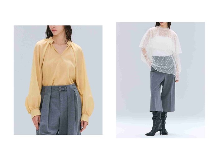 【BEIGE,/ベイジ,】のMOYE(モイエ)/シアーウールパフスリーブブラウス&CLOVIS(クロービズ)/ケープデザイン総レースブラウス おすすめ人気トレンドファッション通販アイテム 人気、トレンドファッション・服の通販 founy(ファニー) ファッション Fashion レディースファッション Fashion for Women トップス・カットソー Cut & Sew Tops シャツ・ブラウス・オフィスカジュアル Elegant Blouses & Button-Ups 2025年 2025 2025-2026秋冬・A/W Autumn/Winter 2025–26 AW25–26 スリーブ Sleeve, Long Sleeve / Short Sleeve ロング Long, Long-Length A/W・秋冬 Autumn/Winter |ID:crp329100000221239