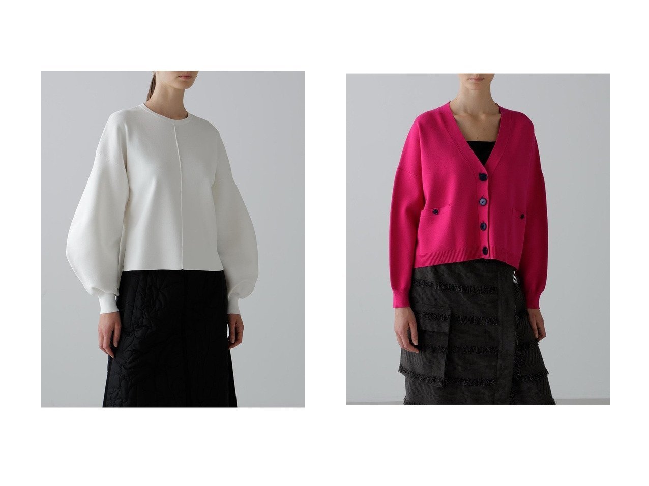 【ADORE/アドーア】のドライストレッチニットプルオーバー&ミラノリブカーディガン おすすめ人気トレンドファッション通販アイテム インテリア・キッズ・メンズ・レディースファッション・服の通販 founy(ファニー) 　ファッション　Fashion　レディースファッション　Fashion for Women　トップス・カットソー　Cut & Sew Tops　ニット　Knit Tops & Sweaters　カジュアルプルオーバー・ニットトップス　Pullovers & Knit Tops / Casual Pullovers　カーディガン・羽織り　Layered Style Cardigans　ストレッチ　Stretch, Stretchy Fabric　フォルム　Silhouette, Form　カーディガン　Cardigan, Knitwear　ボトム　Bottoms, Lower Wear　ボーダー　Border, Stripe　ワイド　Wide, Wide Fit　エレガント 上品　Elegant　ブラック系　Black　ホワイト系　White　ベージュ系　Beige　レッド系　Red　|ID:crp329100000221246
