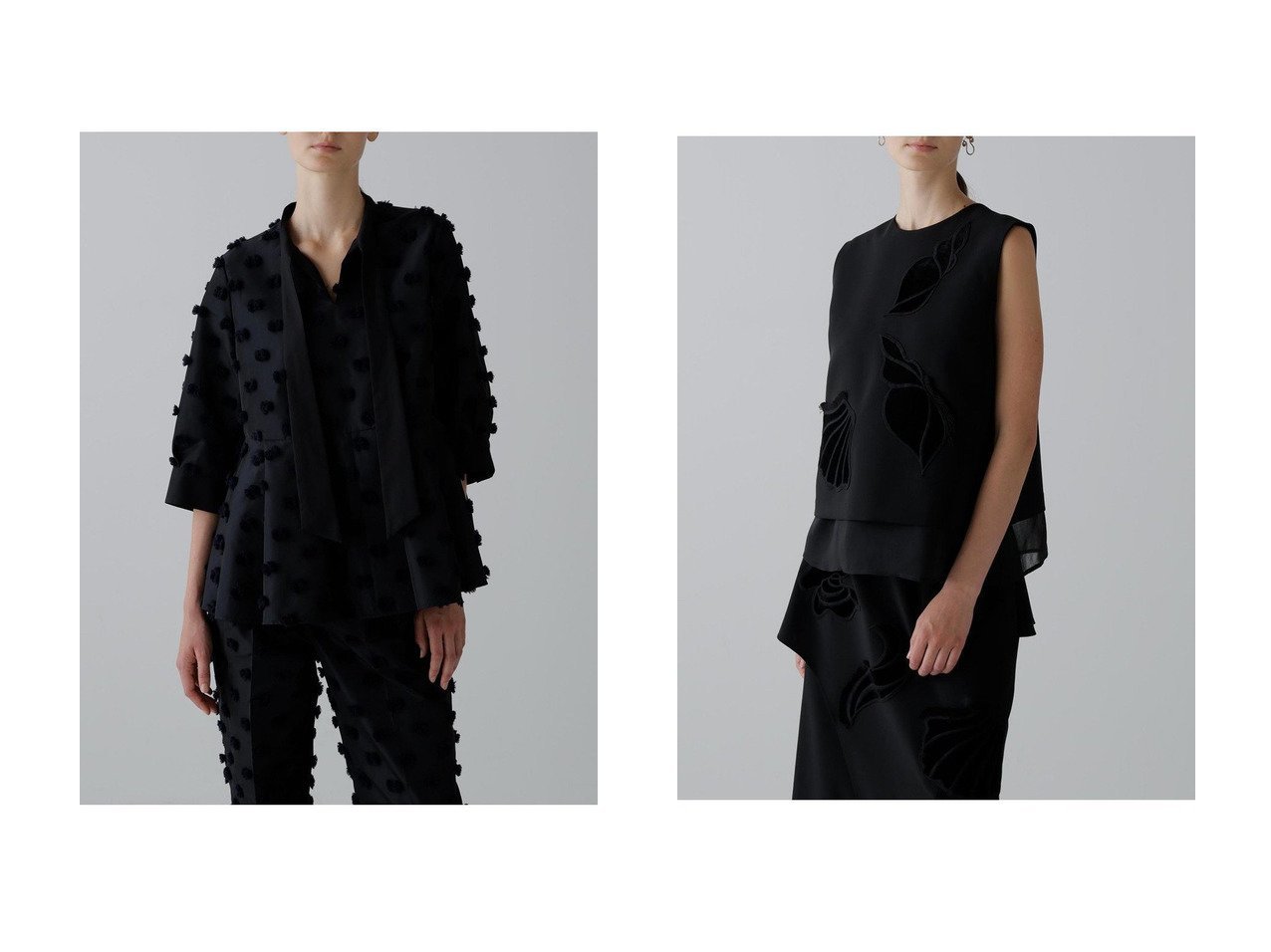 【ADORE/アドーア】のシークリーチャーズブラウス&ラビットテールジャガードブラウス おすすめ人気トレンドファッション通販アイテム インテリア・キッズ・メンズ・レディースファッション・服の通販 founy(ファニー) 　ファッション　Fashion　レディースファッション　Fashion for Women　トップス・カットソー　Cut & Sew Tops　シャツ・ブラウス・オフィスカジュアル　Elegant Blouses & Button-Ups　キャミソール&ノースリーブ　Camisoles & Sleeveless Tops　シャンブレー　Chambray, Denim-Like Fabric　ショート　Short, Short Length　ジャカード／ジャガード　Jacquard, Woven Pattern　スリーブ　Sleeve, Long Sleeve / Short Sleeve　タフタ　Taffeta, Structured Fabric　フェミニン　Feminine, Girly　ペプラム　Peplum, Flared Hem　モチーフ　Motif, Design Theme　新作・新入荷　New Arrivals / New In　ブルー系　Blue　ブラック系　Black　|ID:crp329100000221251