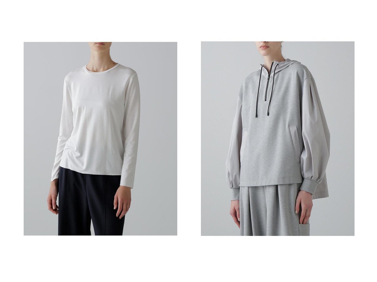 【ADORE/アドーア】のモイストジャージーカットソー&コンパクトポンチカットソー おすすめ人気トレンドファッション通販アイテム インテリア・キッズ・メンズ・レディースファッション・服の通販 founy(ファニー) 　ファッション　Fashion　レディースファッション　Fashion for Women　トップス・カットソー　Cut & Sew Tops　シャツ・ブラウス・オフィスカジュアル　Elegant Blouses & Button-Ups　ロングTシャツ・Tシャツ　Longline T-Shirts & Tees　カットソー・ベーシックTシャツ　Cut-and-Sewn Tops / Stretch Tees & Basics　レディースパーカー・カジュアルフーディー　Casual Hoodies & Sweatshirts　スウェット・クルーネックトップス　Sweatshirts & Crewnecks / Relaxed Fit Sweat Tops　なめらか　Smooth, Silky Texture　スリーブ　Sleeve, Long Sleeve / Short Sleeve　ロング　Long, Long-Length　おすすめ　Recommended / Our Picks　カットソー　Cut and Sewn Top　セットアップ　Set-Up, Coordinated Outfit　タフタ　Taffeta, Structured Fabric　ドッキング　Docking, Mixed Material　リラックス　Relax, Relaxed Fit　ブラック系　Black　グレー系　Gray　ホワイト系　White　|ID:crp329100000221254