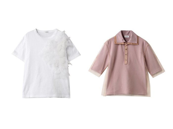 【CHIKA KISADA/チカ キサダ】のチュール デザイン カットソー&チュール レイヤー 襟付きプルオーバー おすすめ人気トレンドファッション通販アイテム 人気、トレンドファッション・服の通販 founy(ファニー) ファッション Fashion レディースファッション Fashion for Women トップス・カットソー Cut & Sew Tops シャツ・ブラウス・オフィスカジュアル Elegant Blouses & Button-Ups ロングTシャツ・Tシャツ Longline T-Shirts & Tees カットソー・ベーシックTシャツ Cut-and-Sewn Tops / Stretch Tees & Basics カジュアルプルオーバー・ニットトップス Pullovers & Knit Tops / Casual Pullovers 2025年 2025 2025-2026秋冬・A/W Autumn/Winter 2025–26 AW25–26 アシンメトリー Asymmetrical Style カットソー Cut and Sewn Top ショート Short, Short Length シンプル Simple, Minimal スリーブ Sleeve, Long Sleeve / Short Sleeve チュール Tulip, Tulip Motif フォルム Silhouette, Form ボトム Bottoms, Lower Wear A/W・秋冬 Autumn/Winter |ID:crp329100000221256