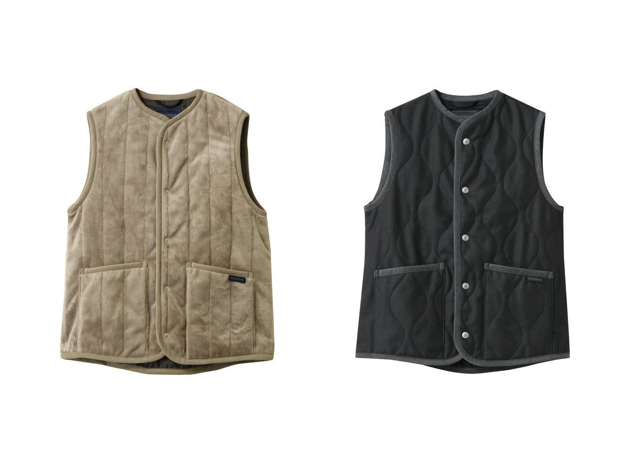 【lavenham/ラベンハム】の【受注生産】【ELLE SHOP限定】FUR COCOON THORNHAM ジレ&【受注生産】【ELLE SHOP限定】WOOL COCOON THORNHAM ジレ おすすめ人気トレンドファッション通販アイテム インテリア・キッズ・メンズ・レディースファッション・服の通販 founy(ファニー) 　ファッション　Fashion　レディースファッション　Fashion for Women　アウター　Coat / Outerwear Collection　レディースジャケット・軽アウター　Jackets　ジャケット　Jacket, Outerwear　ベスト　Vest, Waistcoat　人気　Popular, Best Seller　定番　Standard, Basic Item　新作・新入荷　New Arrivals / New In　A/W・秋冬　Autumn/Winter　ベージュ系　Beige　グレー系　Gray　|ID:crp329100000221273